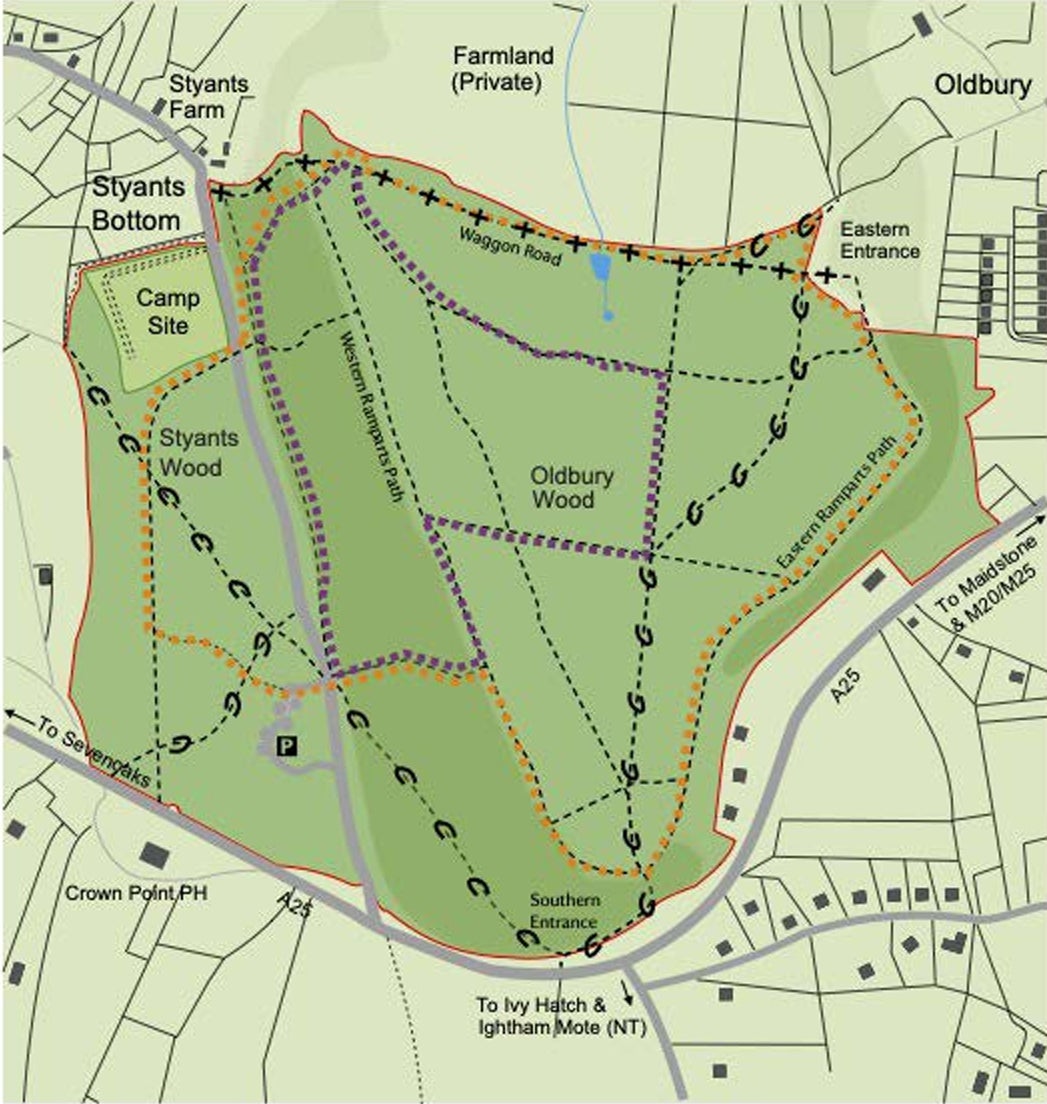 A map of the Oldbury Hill site