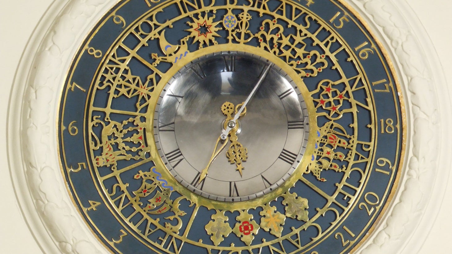 Close-up of the 'Empire Clock', designed by Sir Herbert Baker