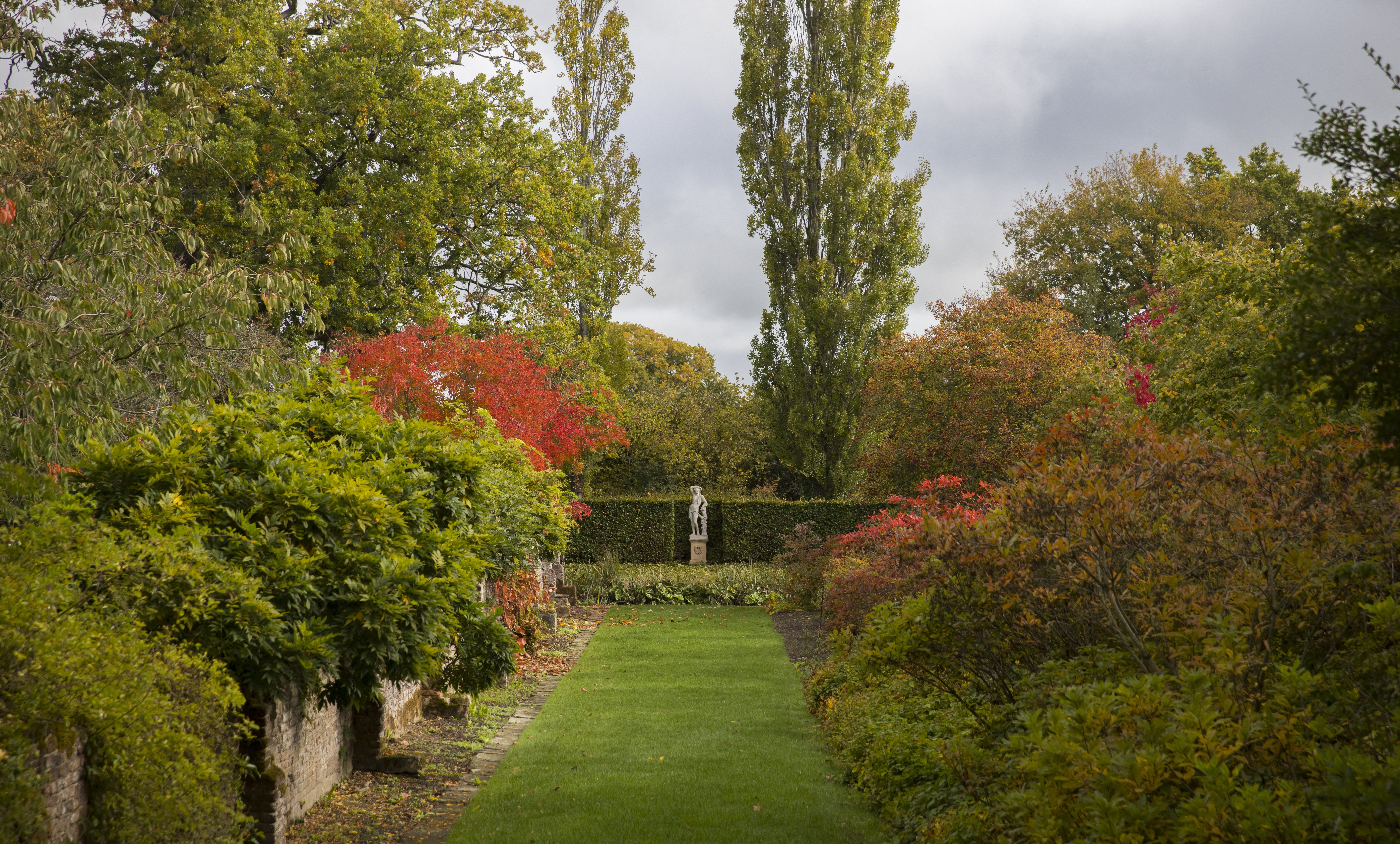 Autumn colour along Moat Walk at Sissinghurst Castle Garden