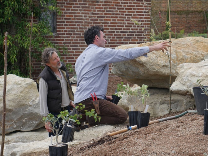 Dan Pearson with Troy Scott-Smith in the Delos garden at Sissinghurst