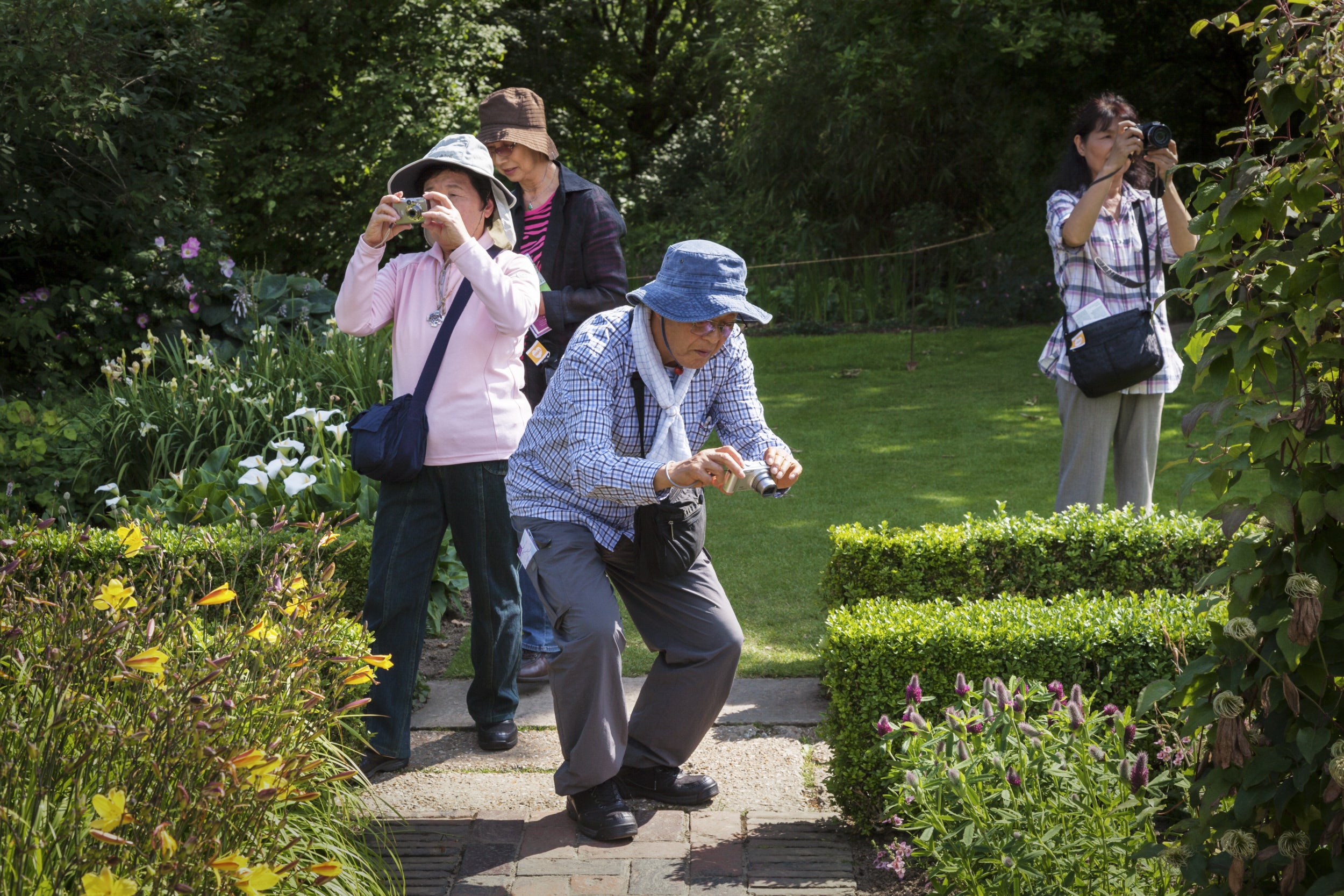 Keen photographers in a group visit to Sissinghurst Castle