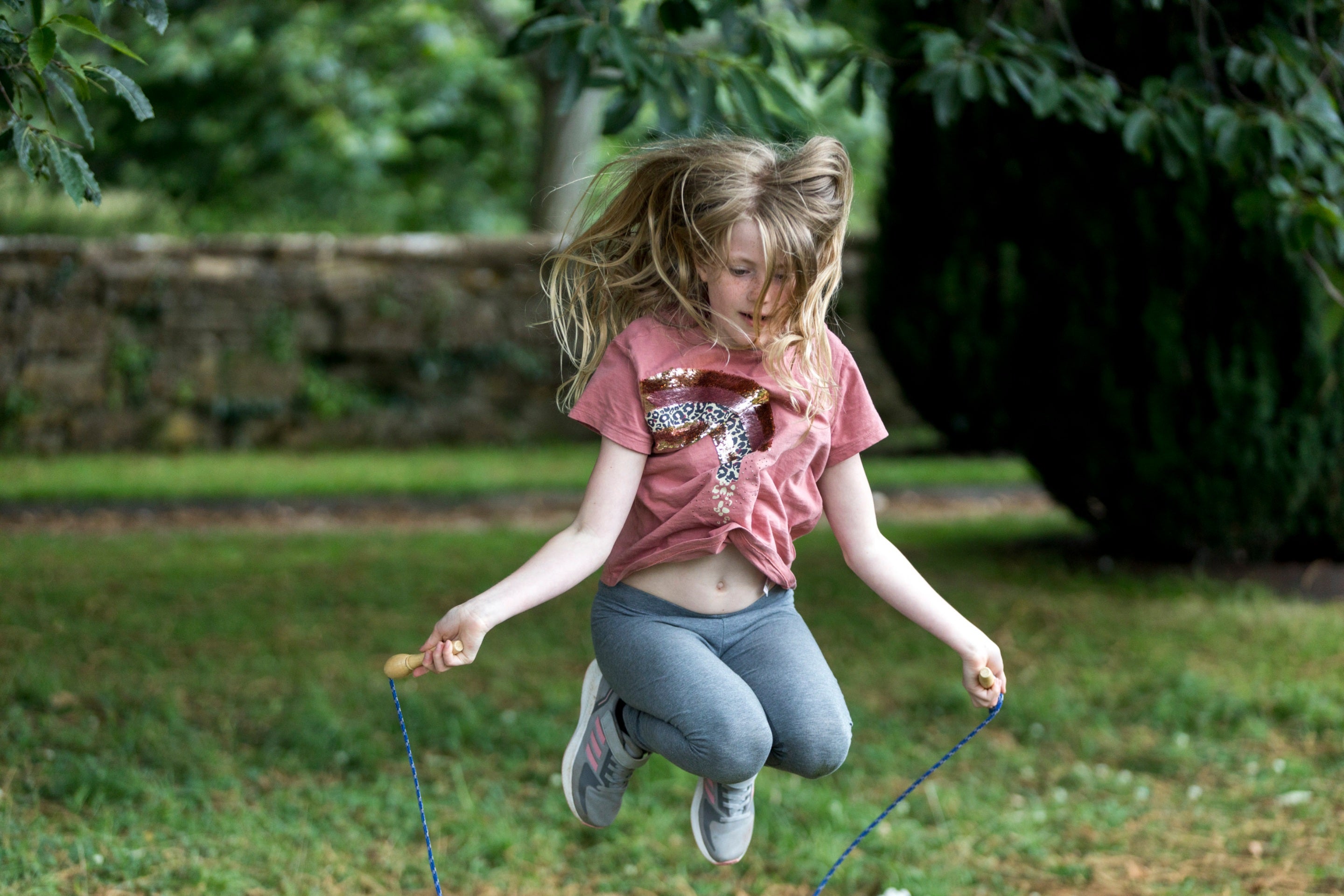 Image of a young girl skipping