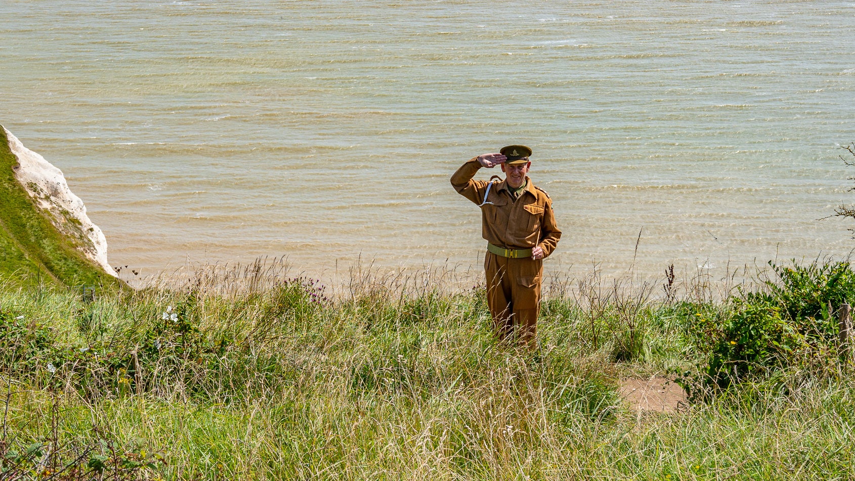 Volunteer Gordon Wise as Captain Strange who commanded Fan Bay Battery from August 1944 until early 1945