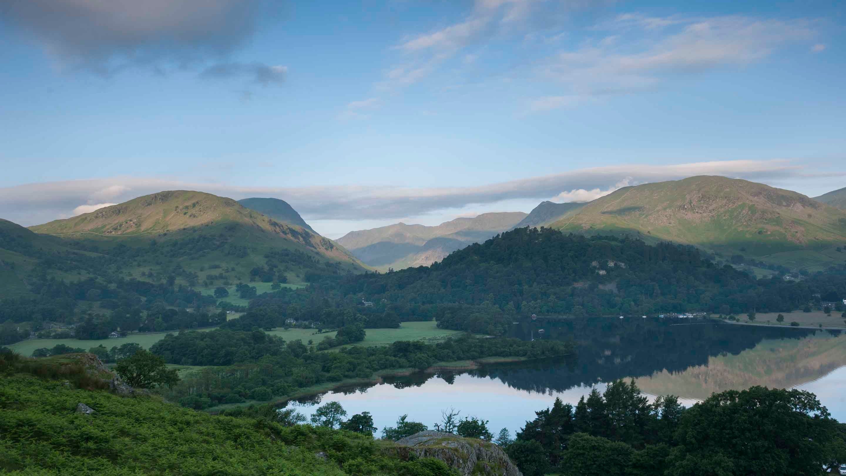 View of Ullswater and the fells at dawn, Aira Force and Ullswater, Cumbria