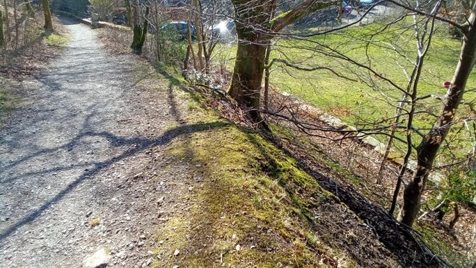 A sharp drop off down a steep banking, Allan Bank and Grasmere, Cumbria