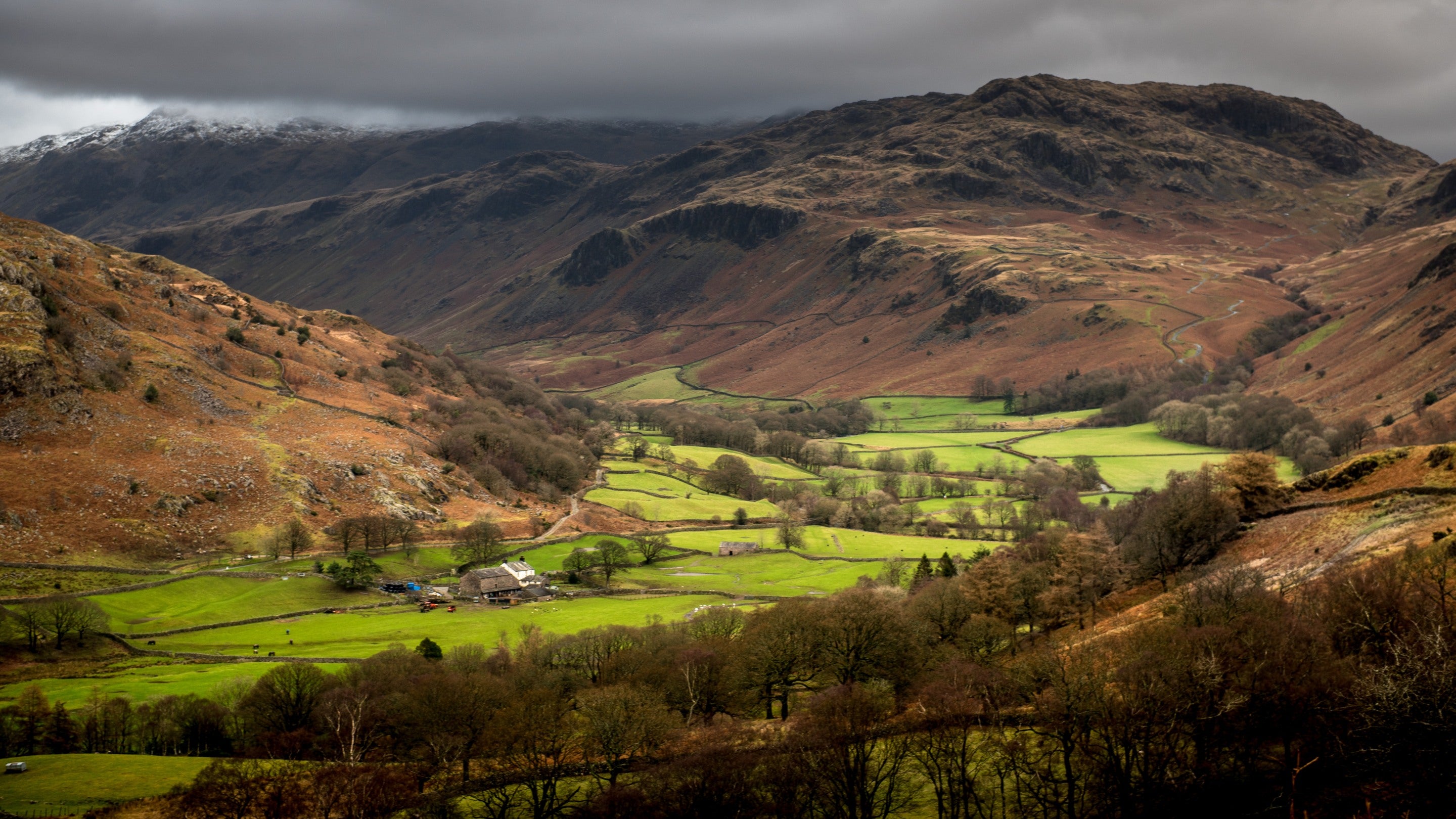 A winter view of Taw House Farm in Eskdale and Duddon Valley