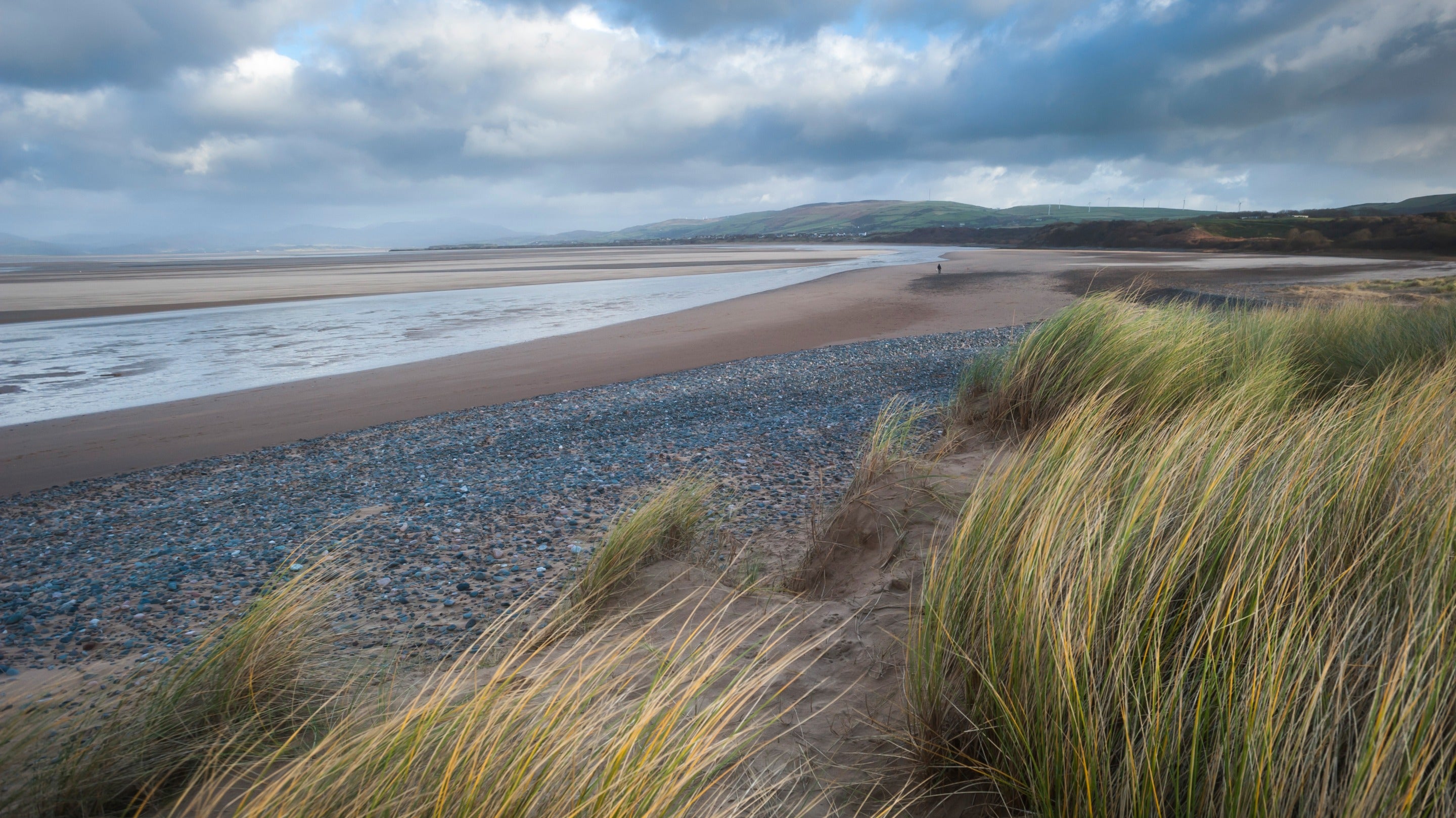 View of the beach at Sandscale Haws National Nature Reserve, in the Lake District, Cumbria