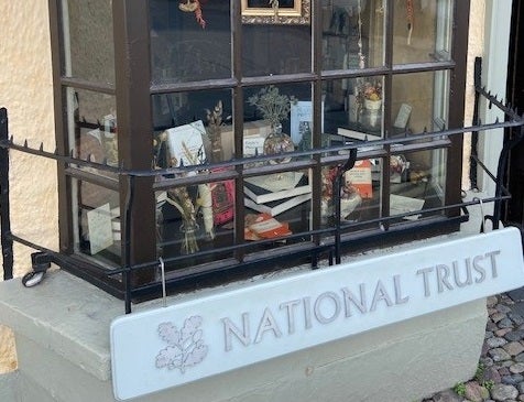 Shop window of Tabitha Twitchit's bookshop in Hawkshead, Cumbria