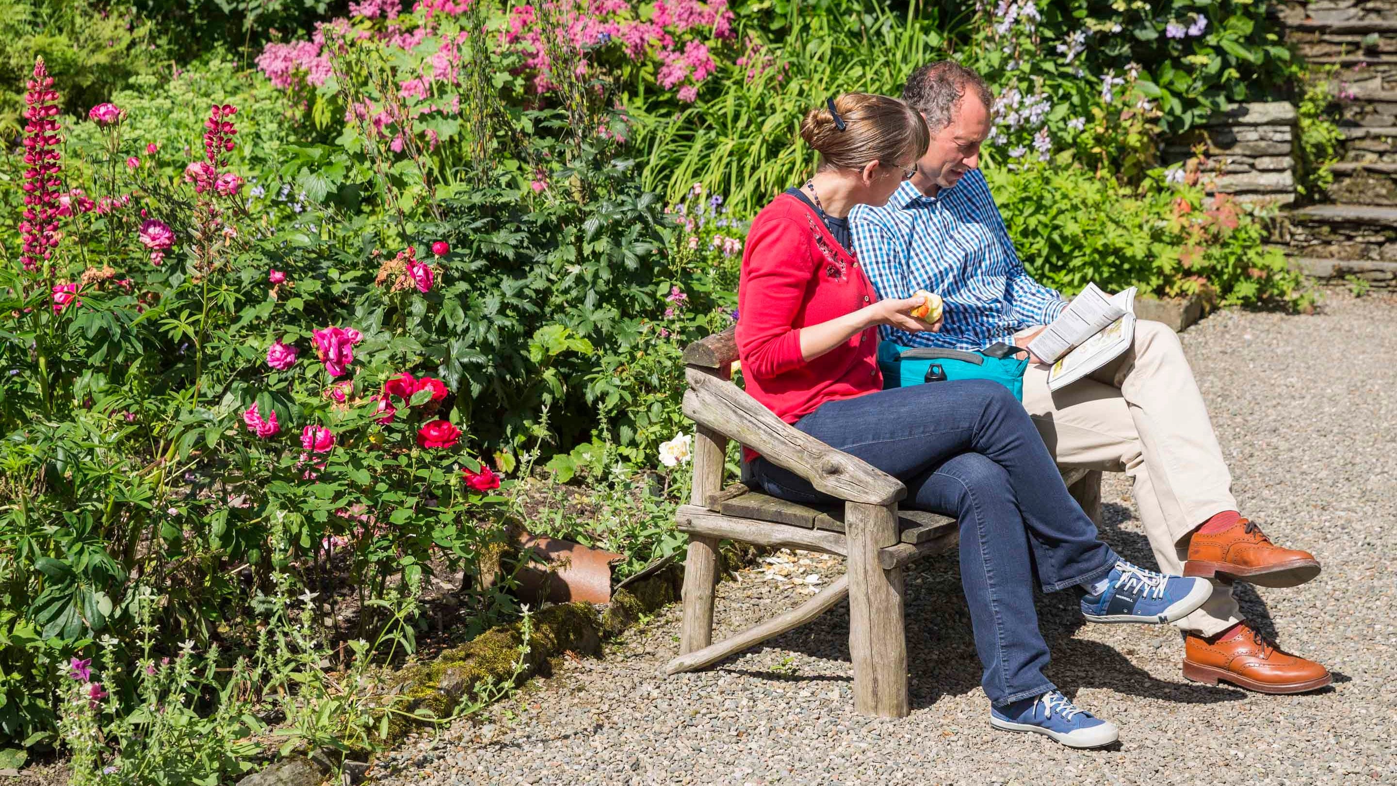 Visitors at in the garden at Townend, Cumbria