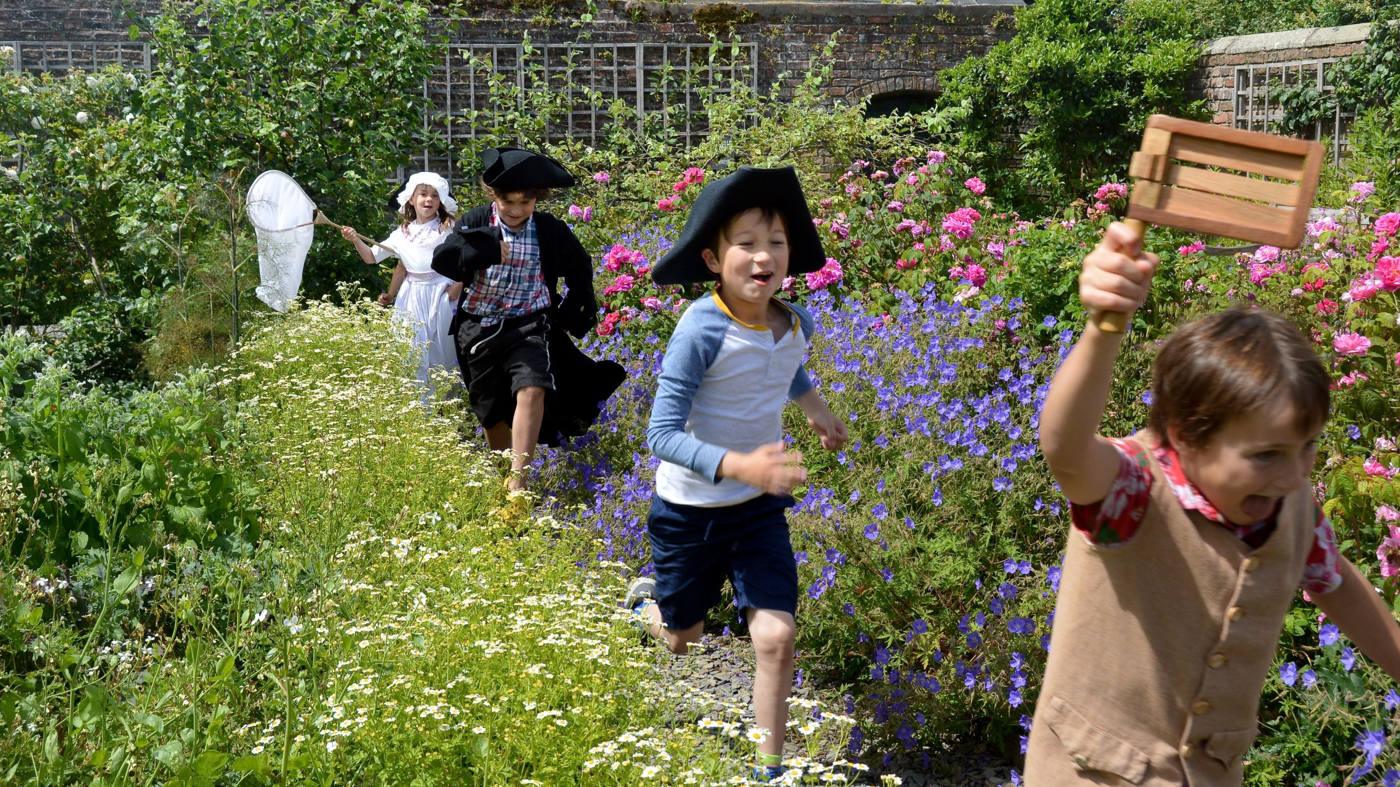 Kids in the garden at Wordsworth House, Cumbria