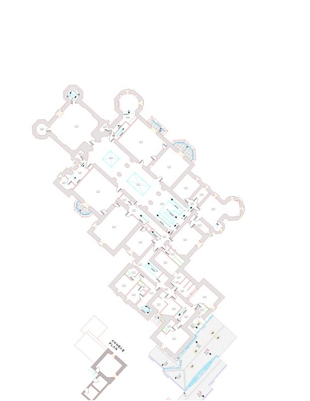 Technical drawing showing the layout of the castle walls as part of the restoration plans for Wray
