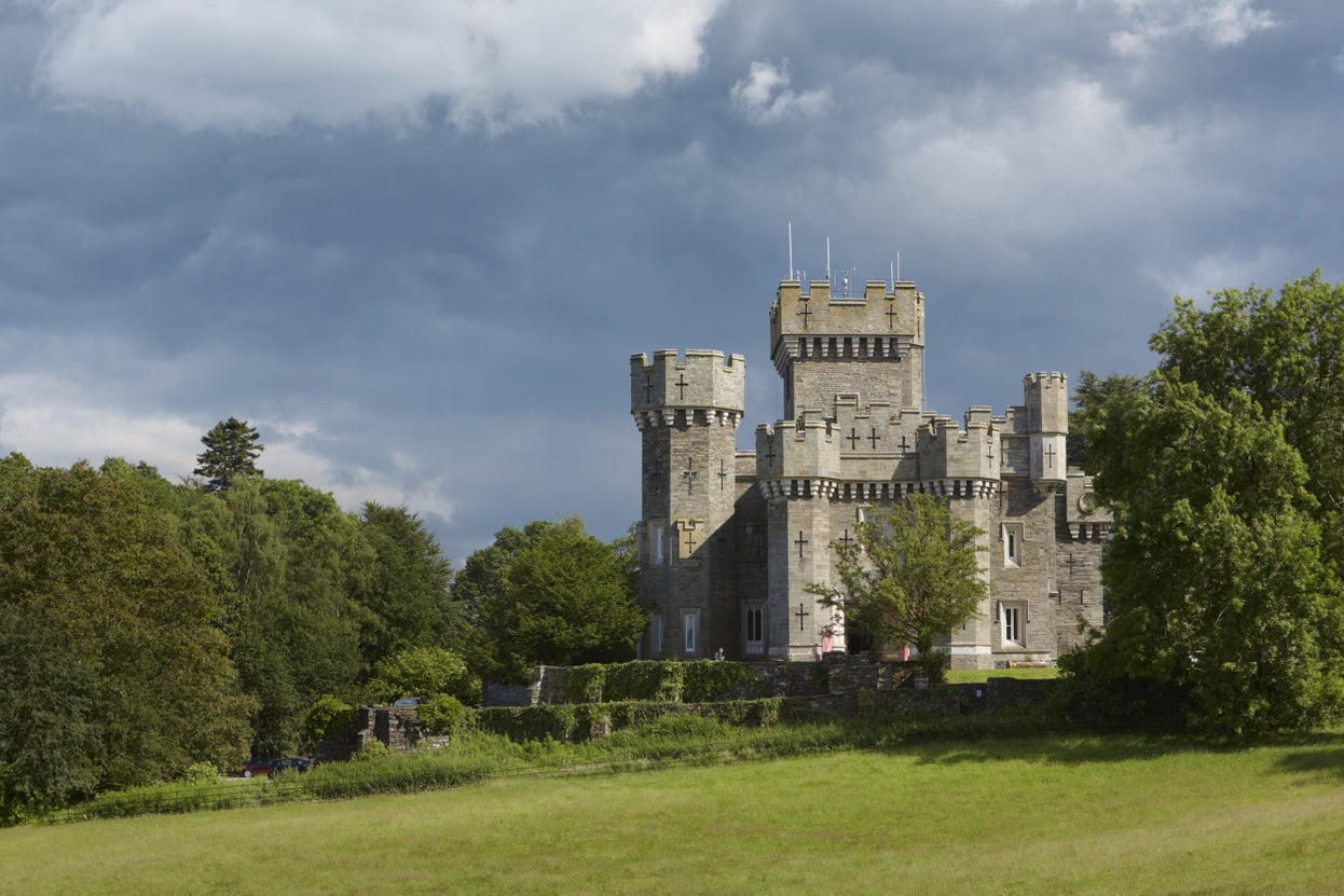 Wray Castle in spring on the western shore of Windermere