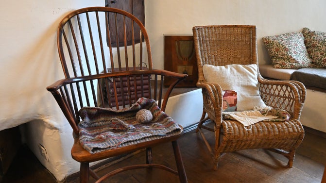 Two period chairs in the sitting room at Stoneywell