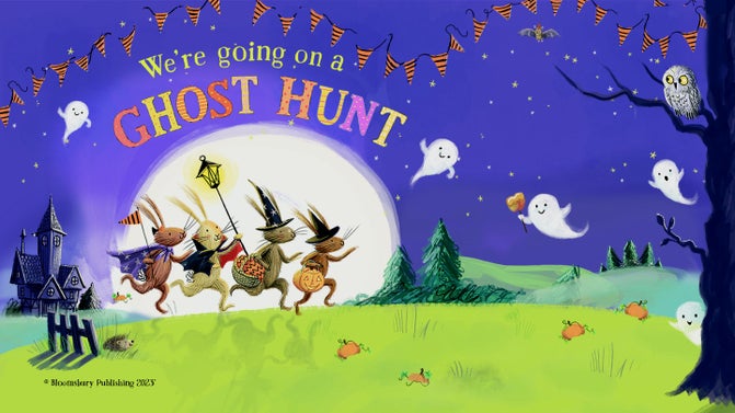 An illustration showing four bunny characters from the We're Going on a Ghost Hunt ™ book