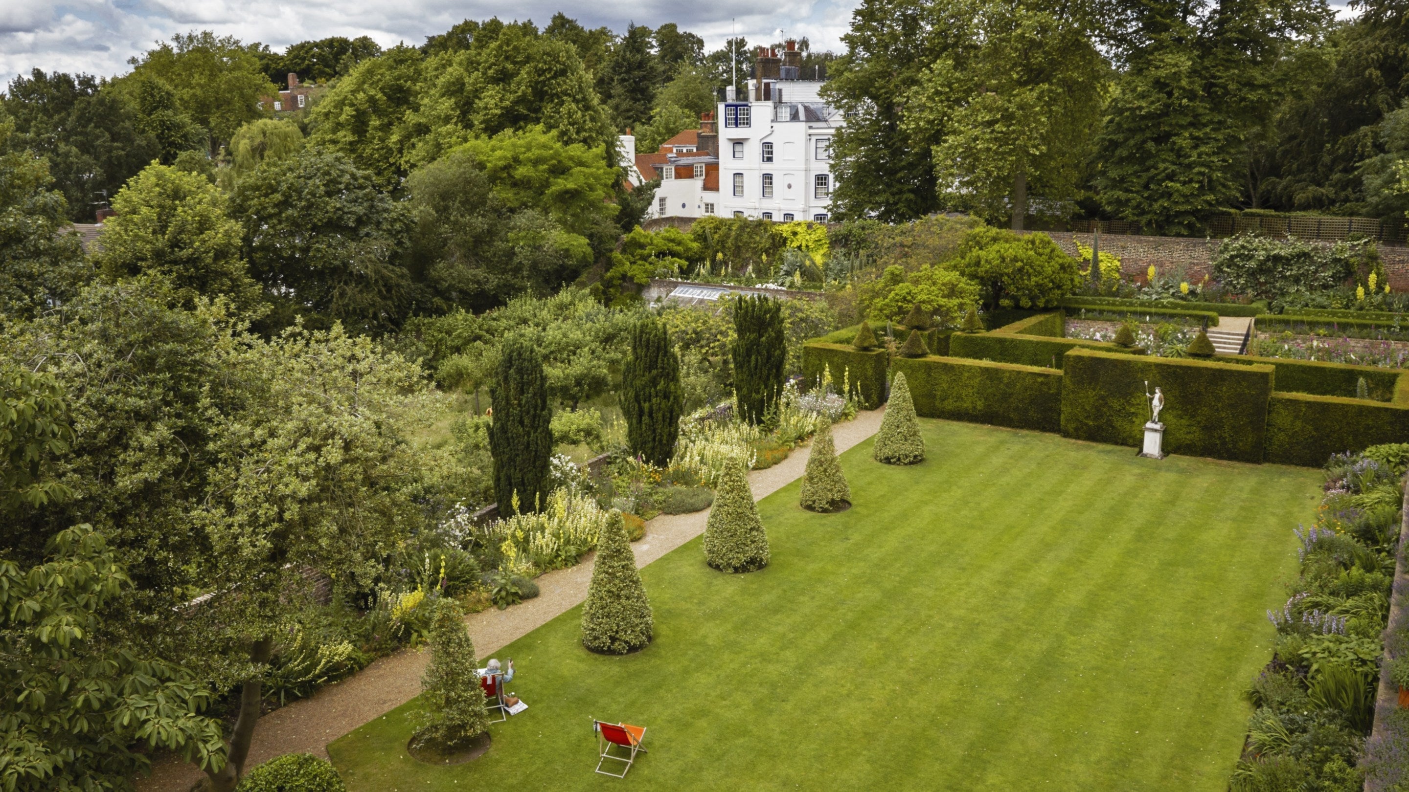 The garden from above at Fenton House and Garden, London