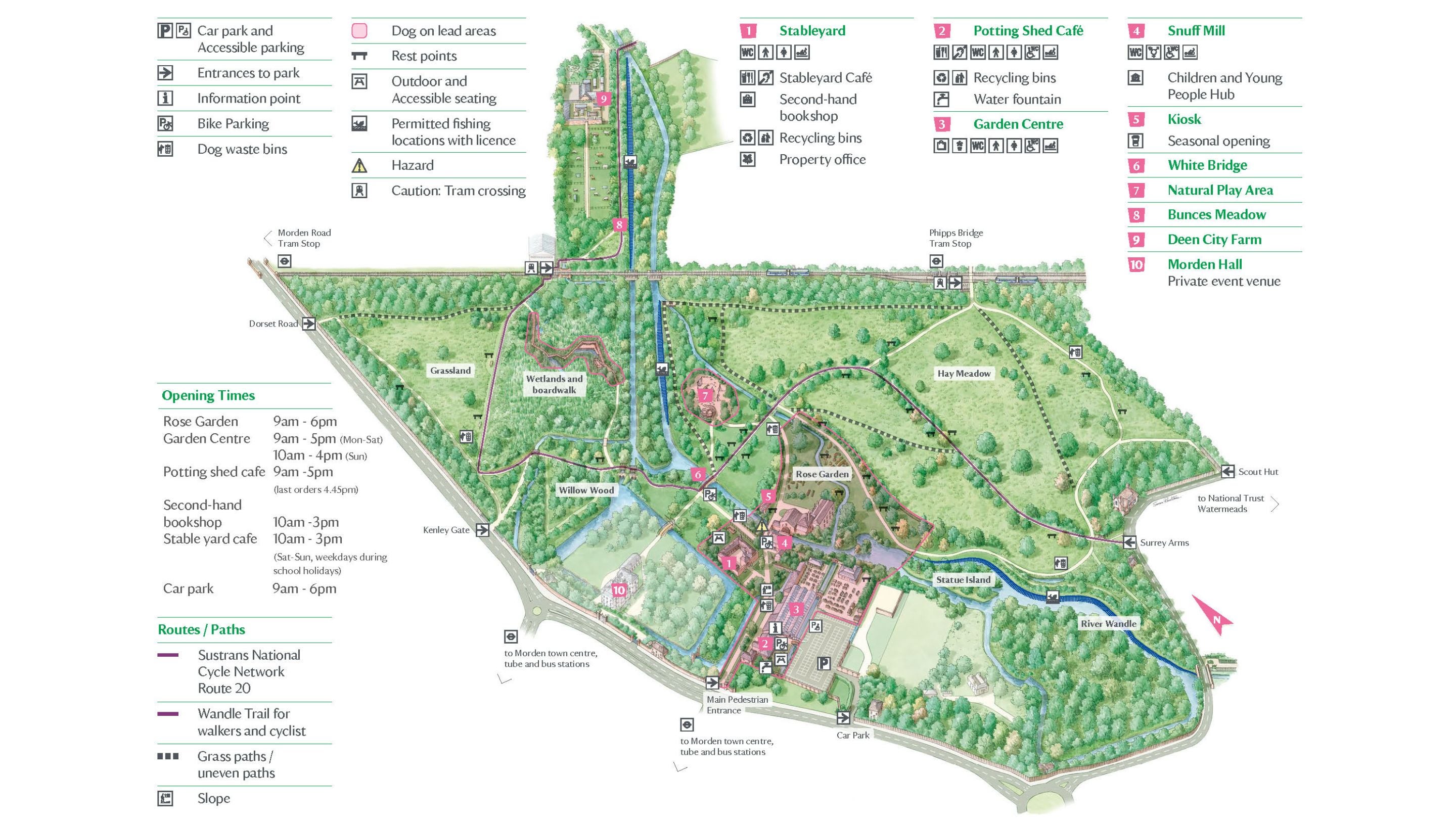 An illustrative map of Morden Hall Park
