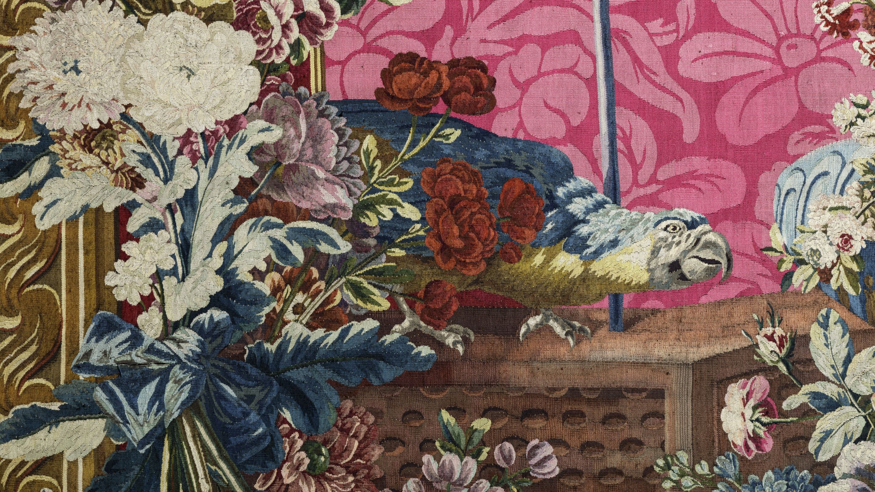 Details of the tapestry in the Tapestry Room at Osterley Park and House, London