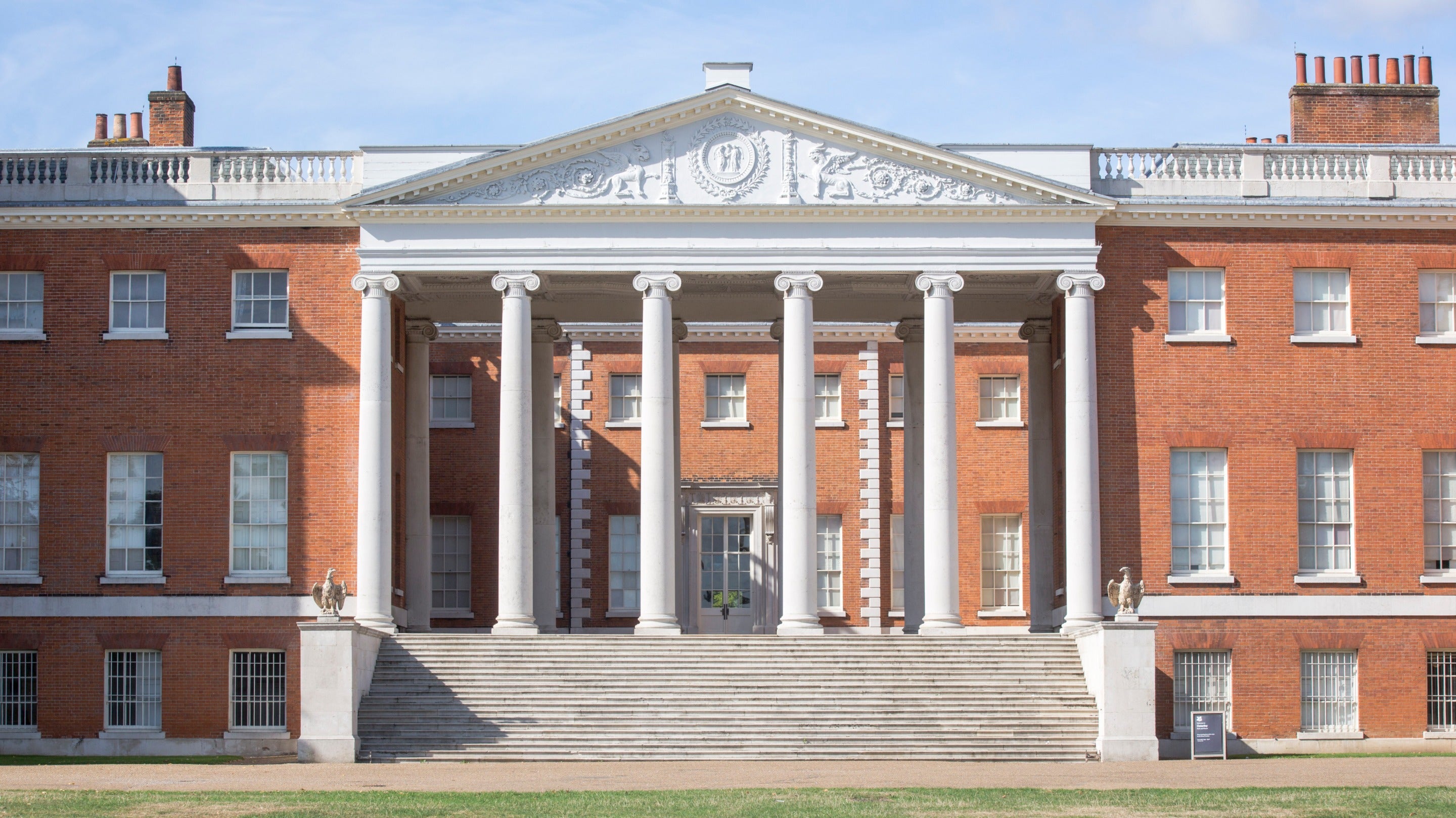 The east front of Osterley Park and House, London with the 'transparent' portico at