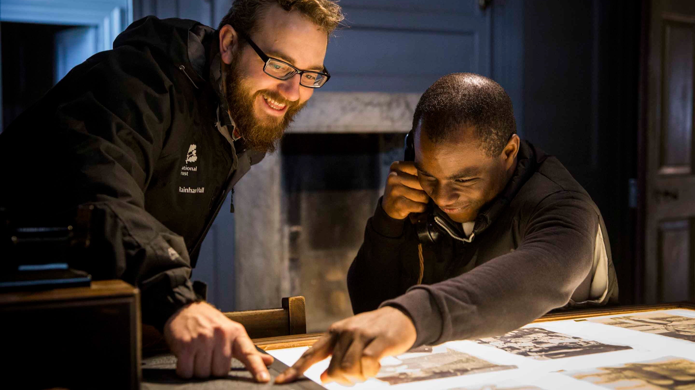 Staff member and visitor at Rainham Hall, London
