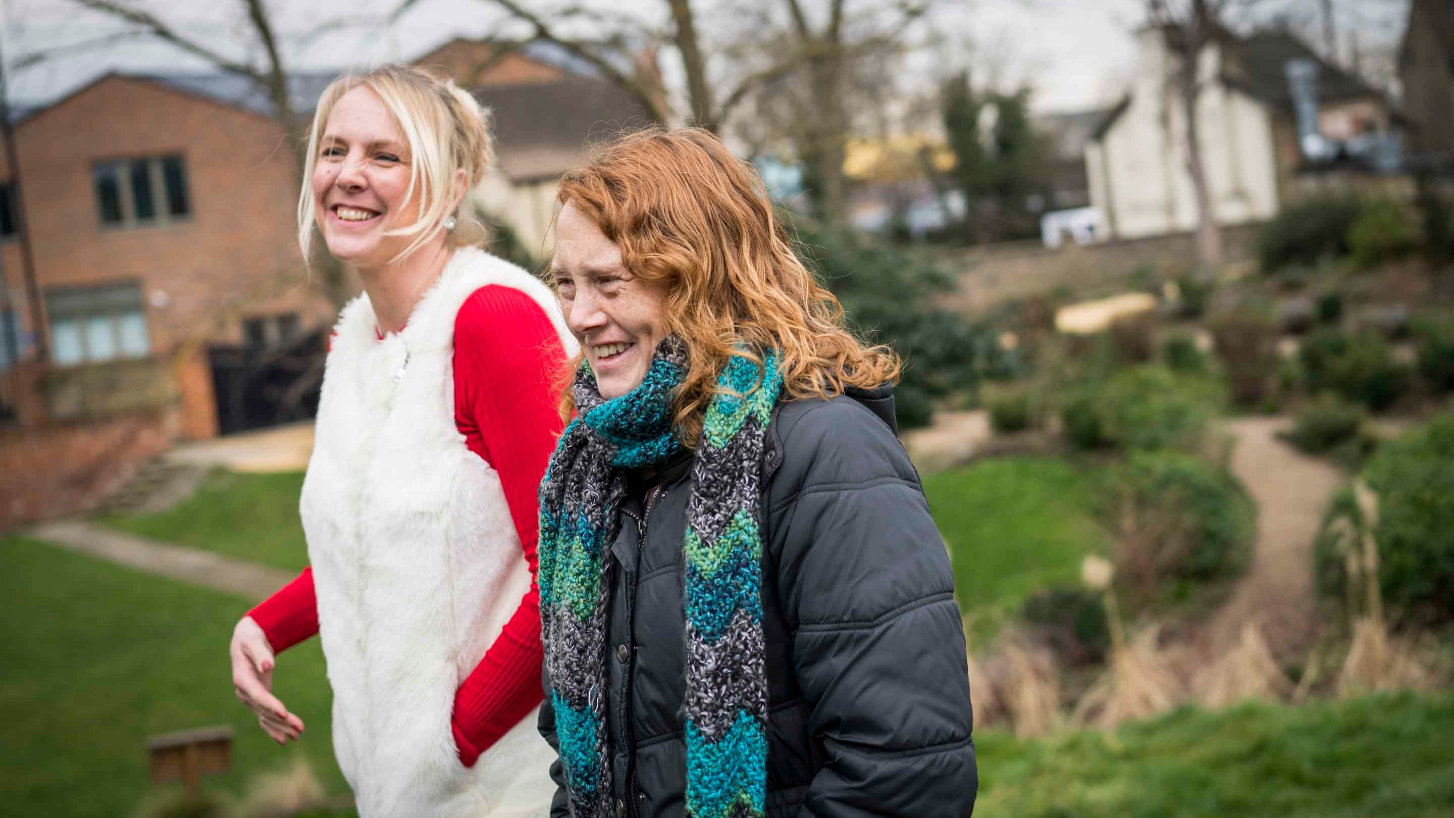 Visitors in the garden at Rainham Hall, London