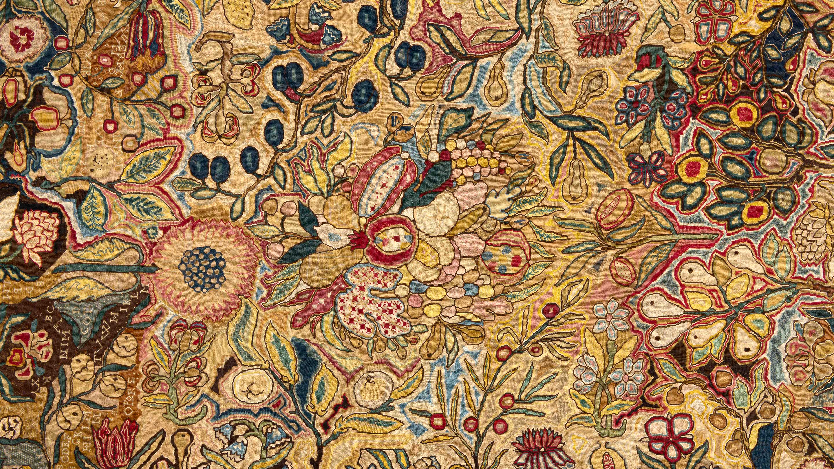 Embroidered table cloth, European, 17th century