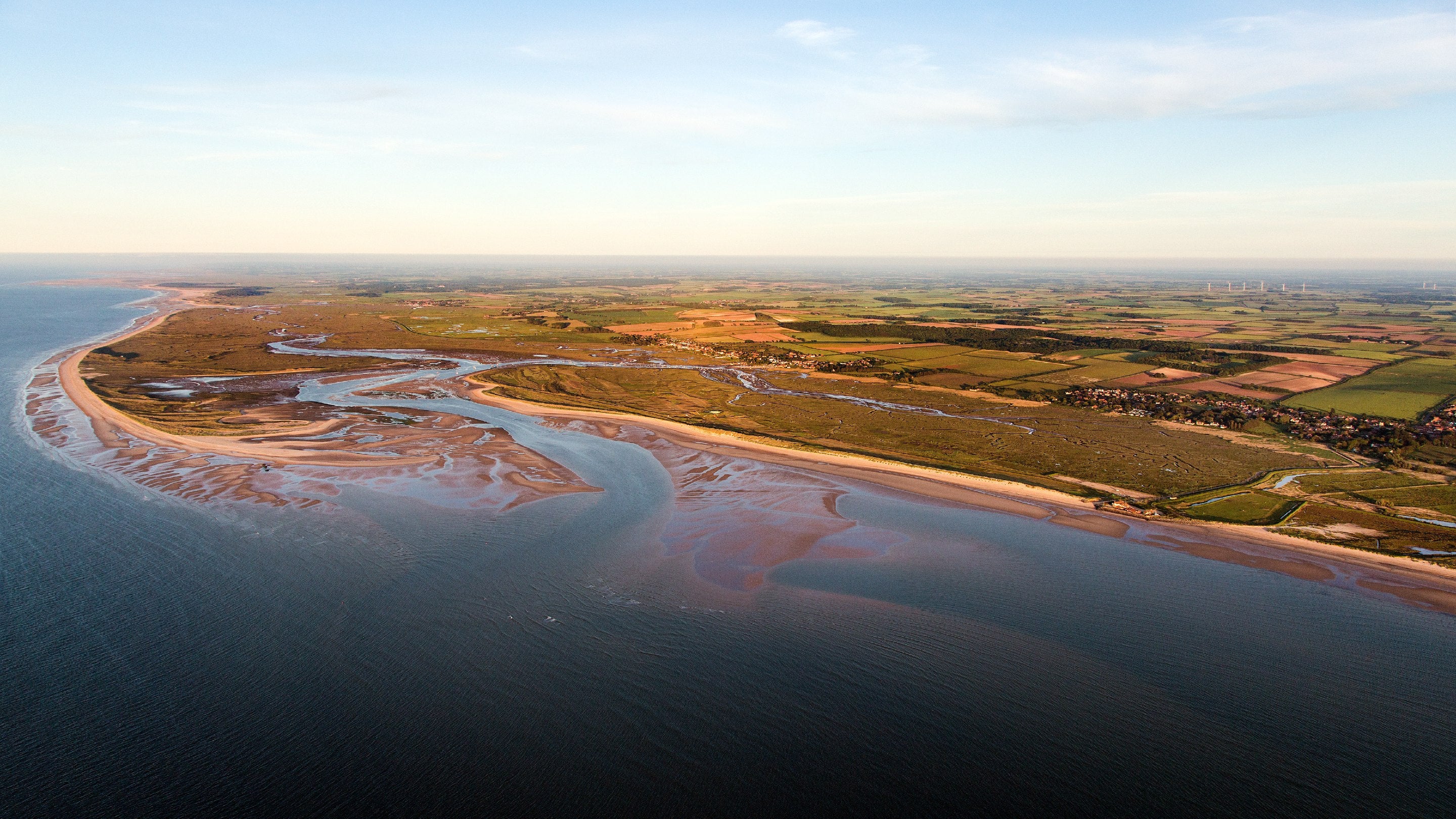 Aerial shot of Brancaster Estate, Norfolk
