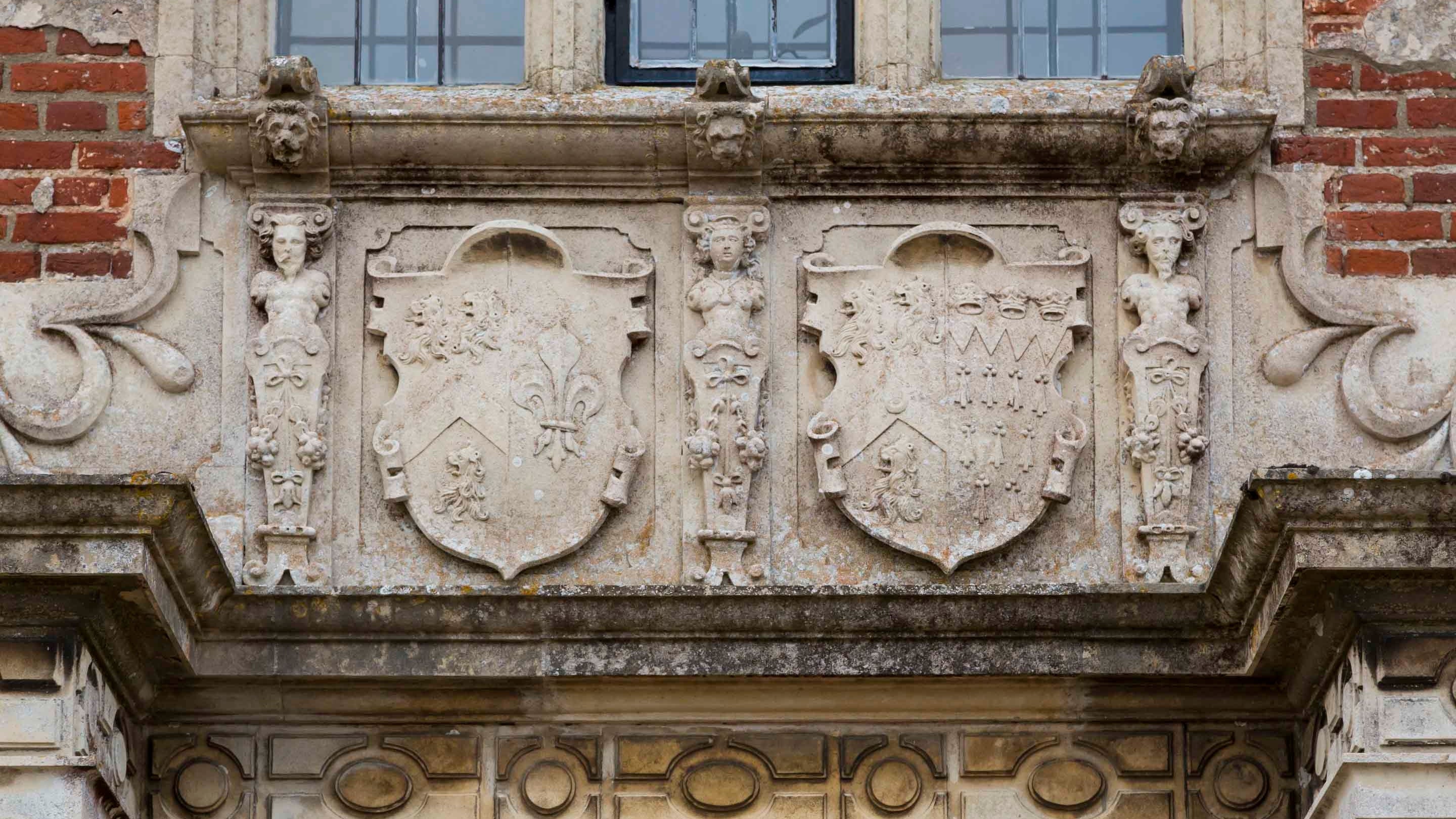Coats of arms above the entrance to Felbrigg Hall, Norfolk.