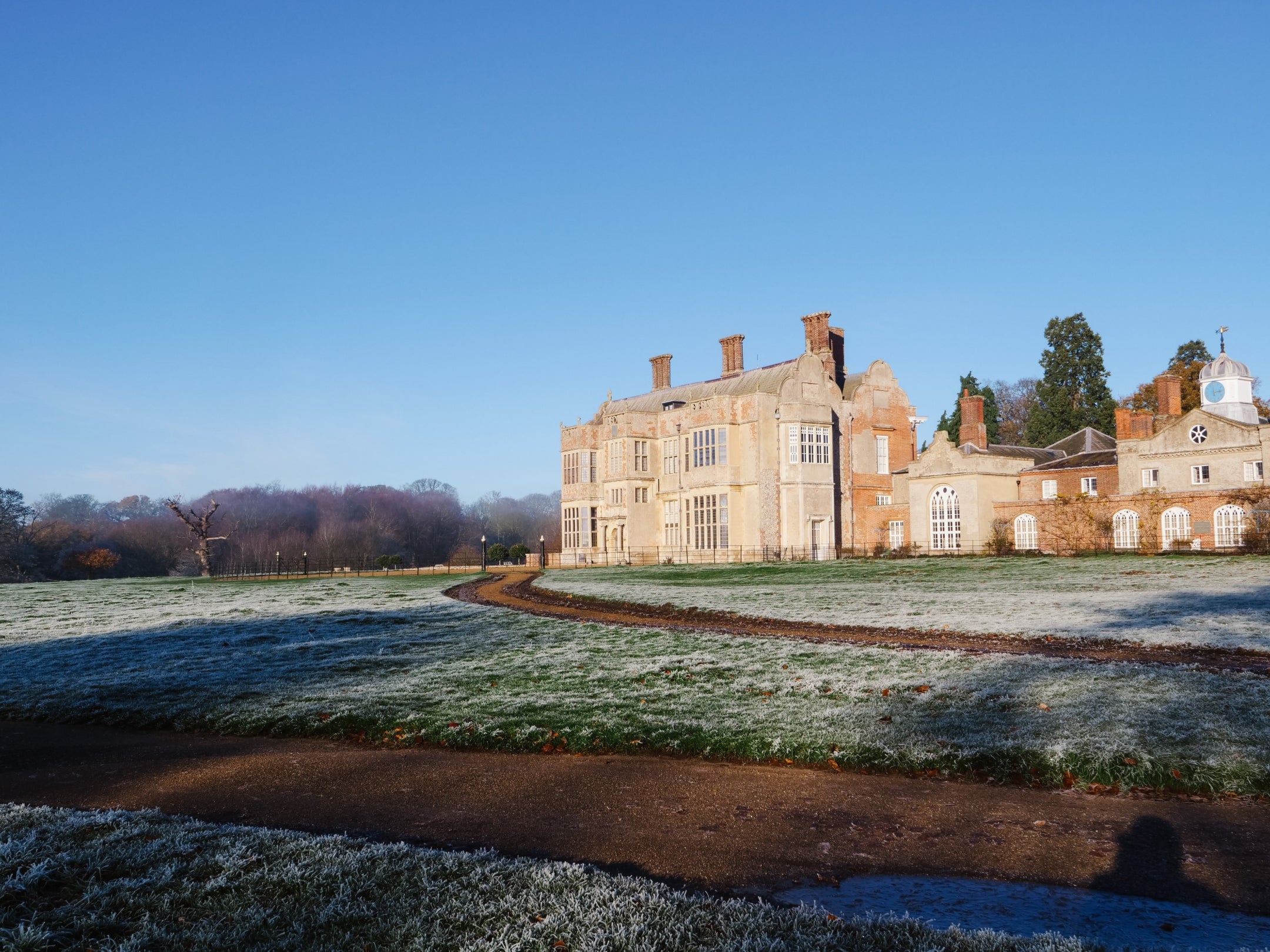 view of Felbrigg Hall on a frosty winter morning