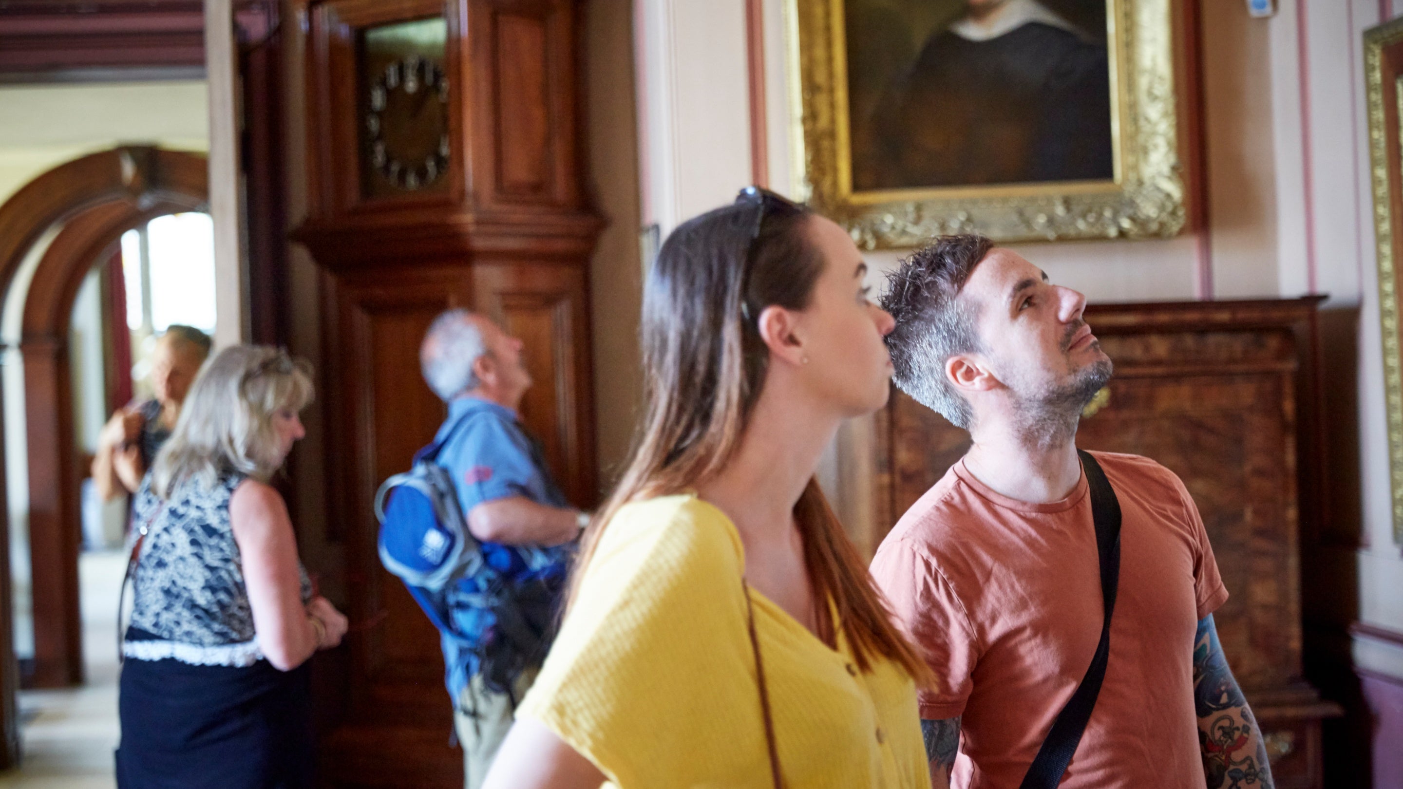 Visitors exploring the house at Felbrigg Hall, Gardens and Estate, Norfolk