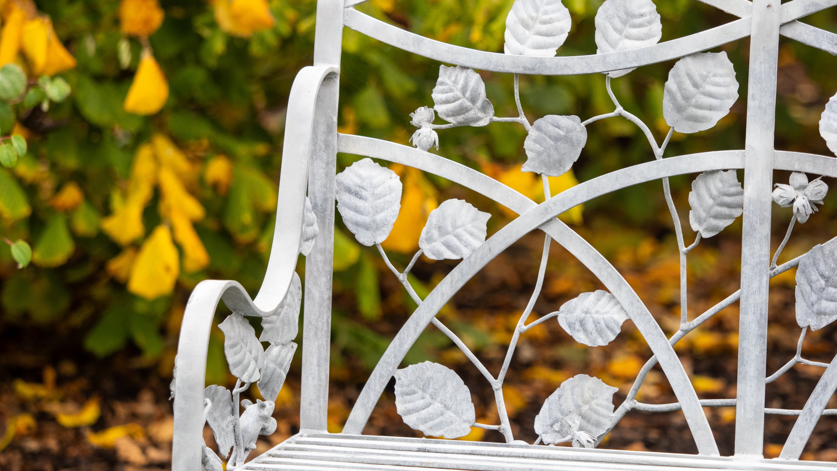 Toby Winterbourn bench with hidden dormouse in Felbrigg's Walled Garden