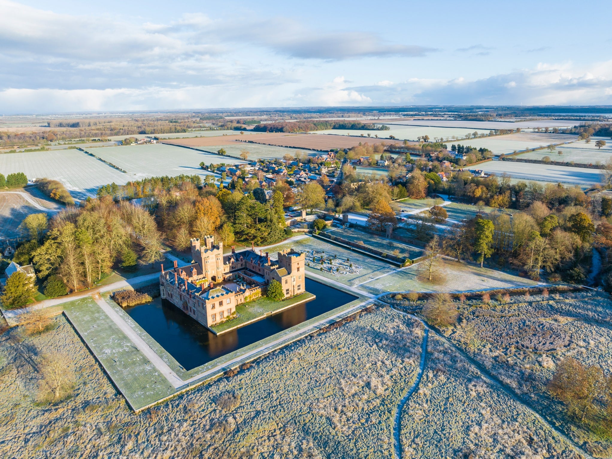 A frosty Oxburgh Estate taken with a drone.