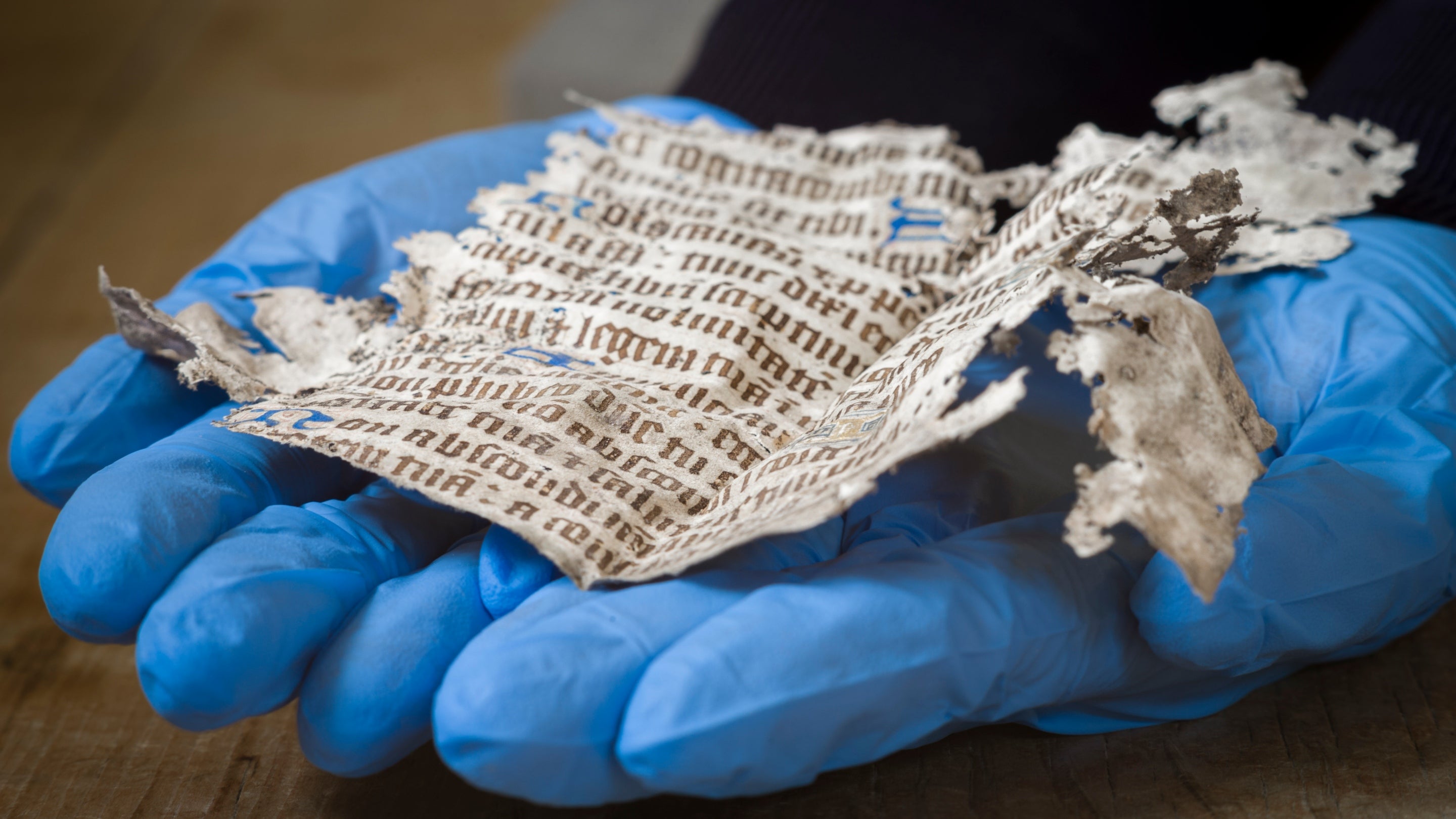 The fragment of a rare 15th century manuscript discovered beneath the floorboards at Oxburgh Estate