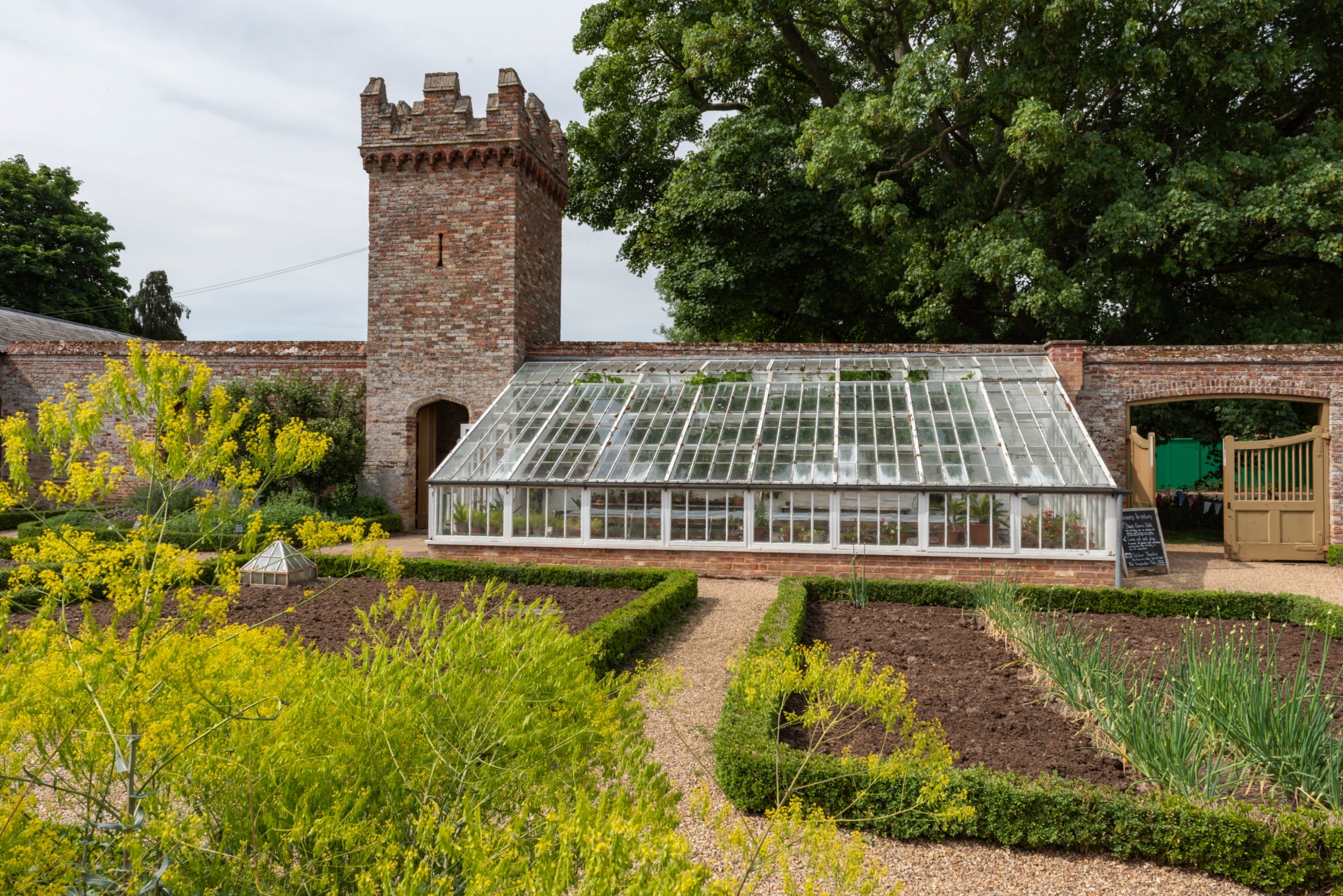 The kitchen garden in May at Oxburgh Estate, Norfolk