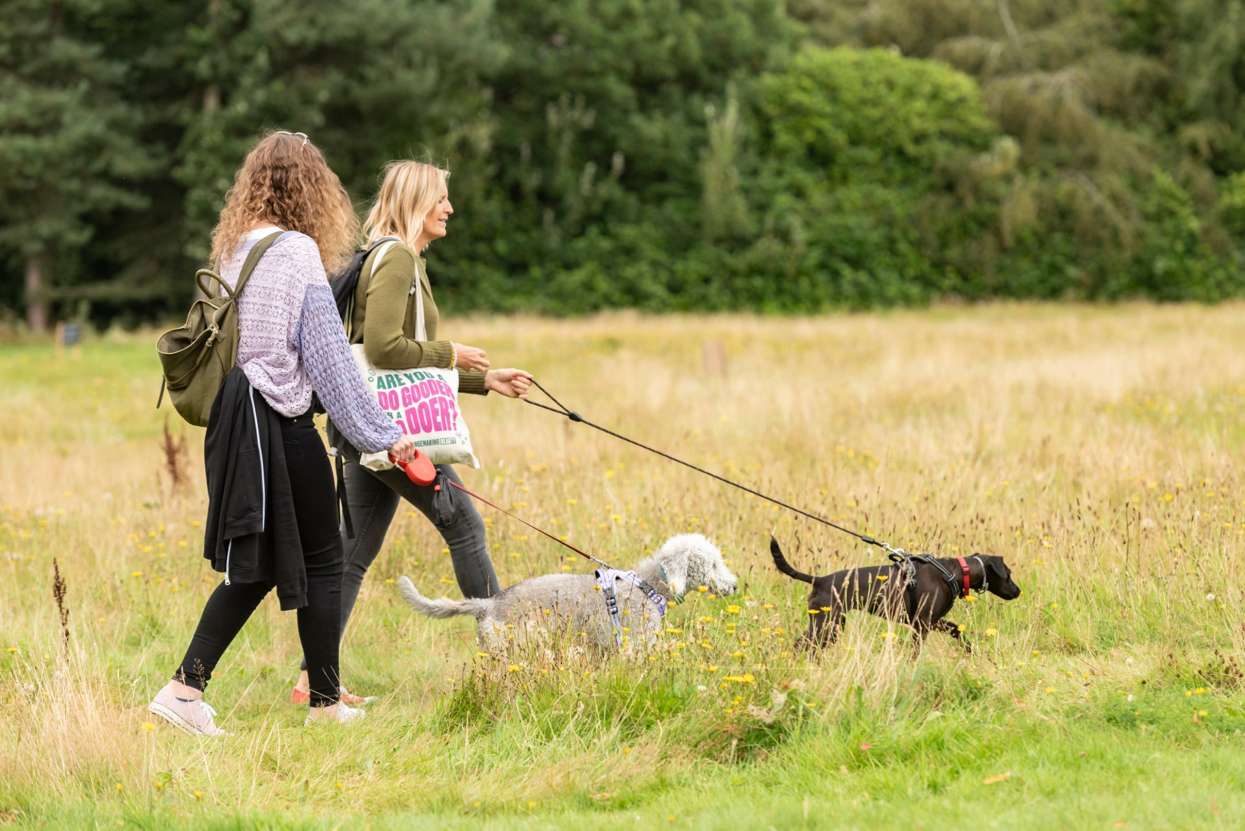 Two ladies dog walking at Gibside