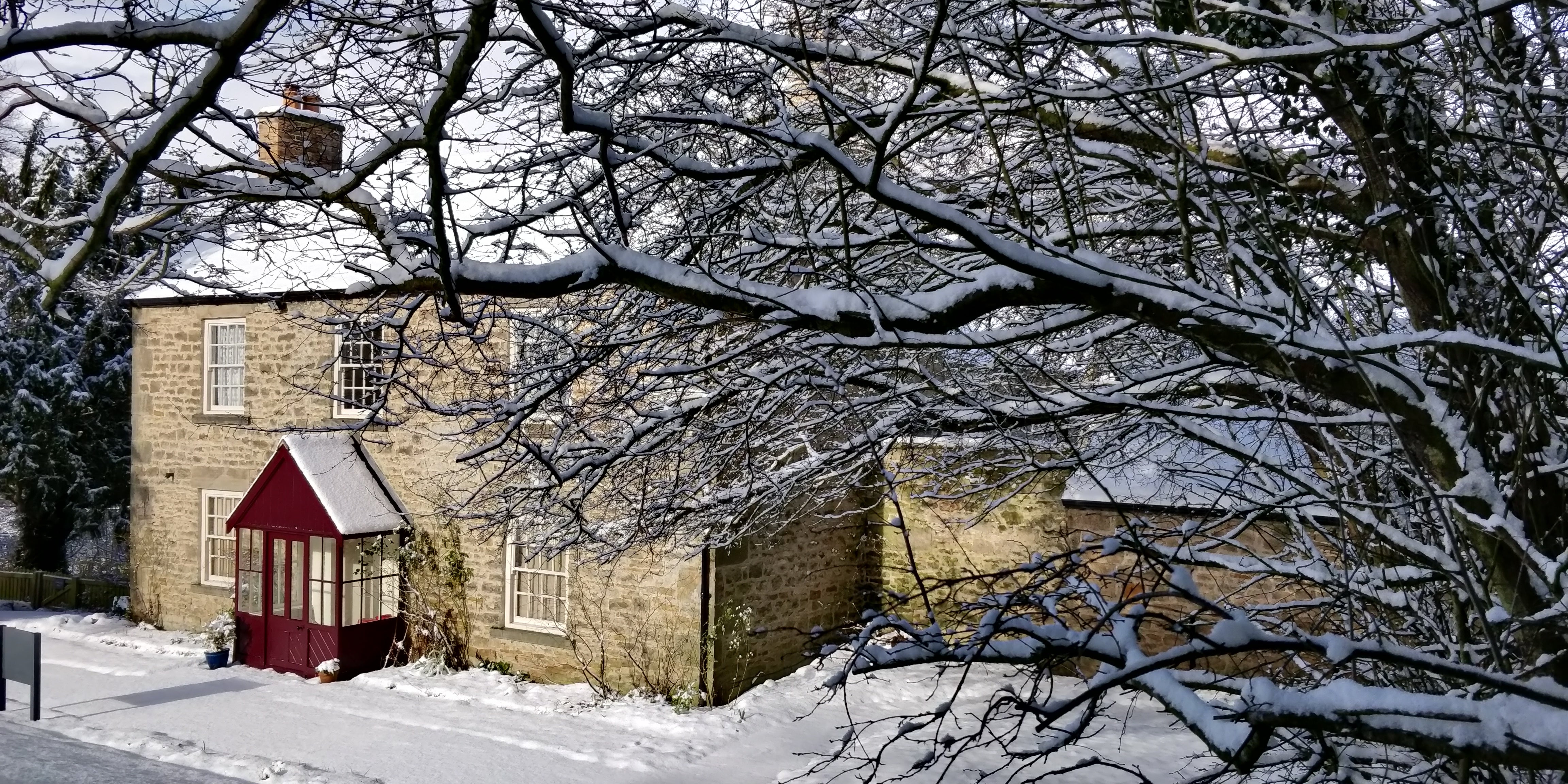 Cherryburn museum and garden covered in snow