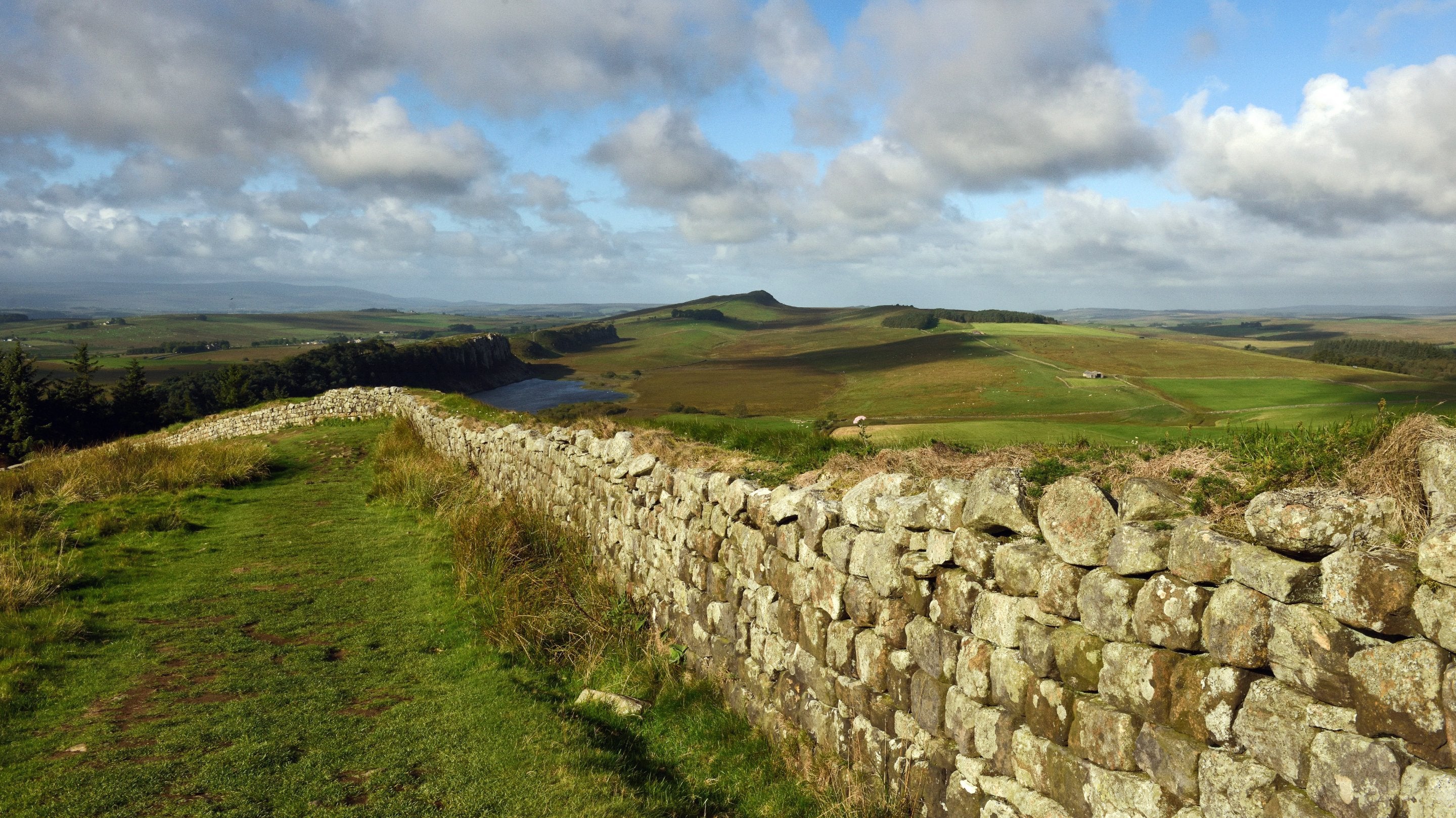 Countryside autumn view at Hadrian's Wall and Housesteads Fort, Northumberland
