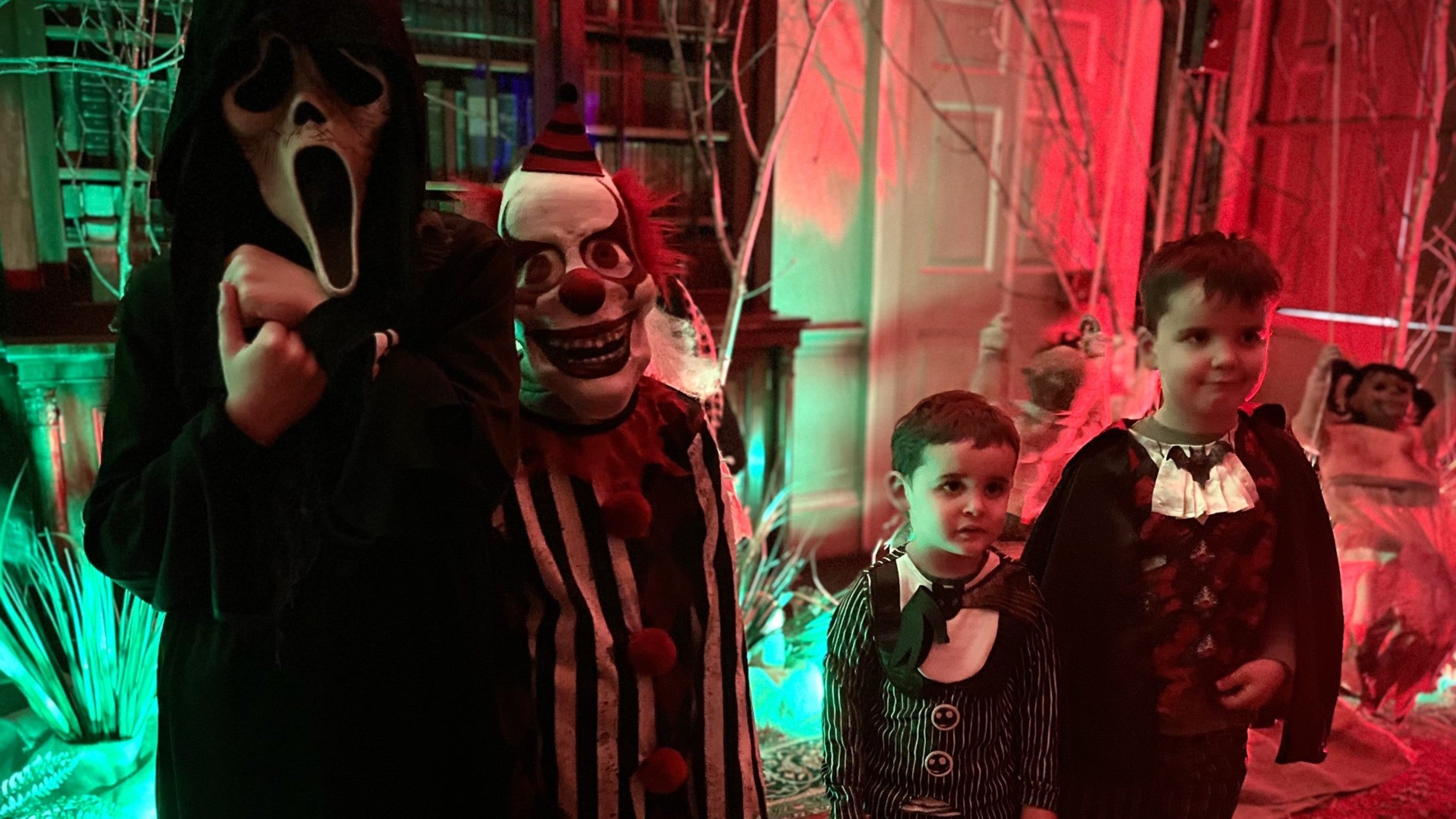Children inside Ormesby Hall at Halloween in scary fancy dress.