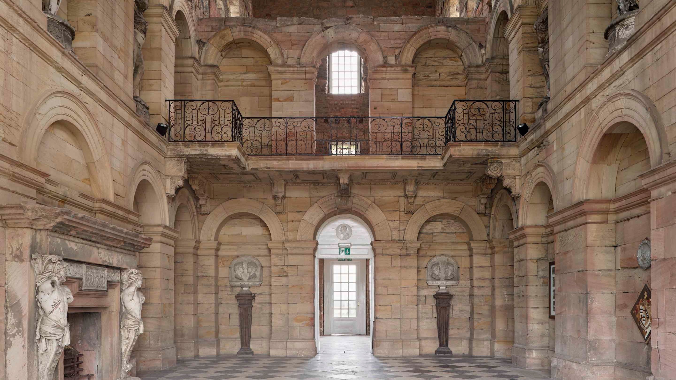 Inside the central block at Seaton Delaval Hall, Northumberland