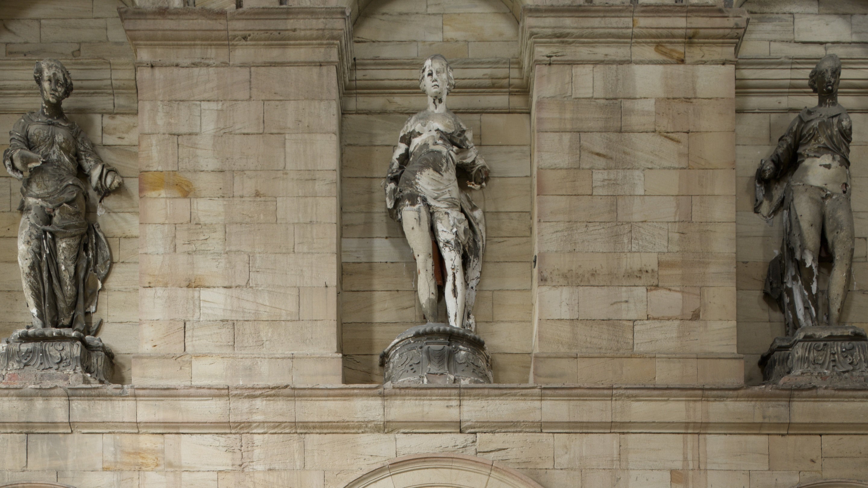 Statues inside the central block at Seaton Delaval Hall, Northumberland