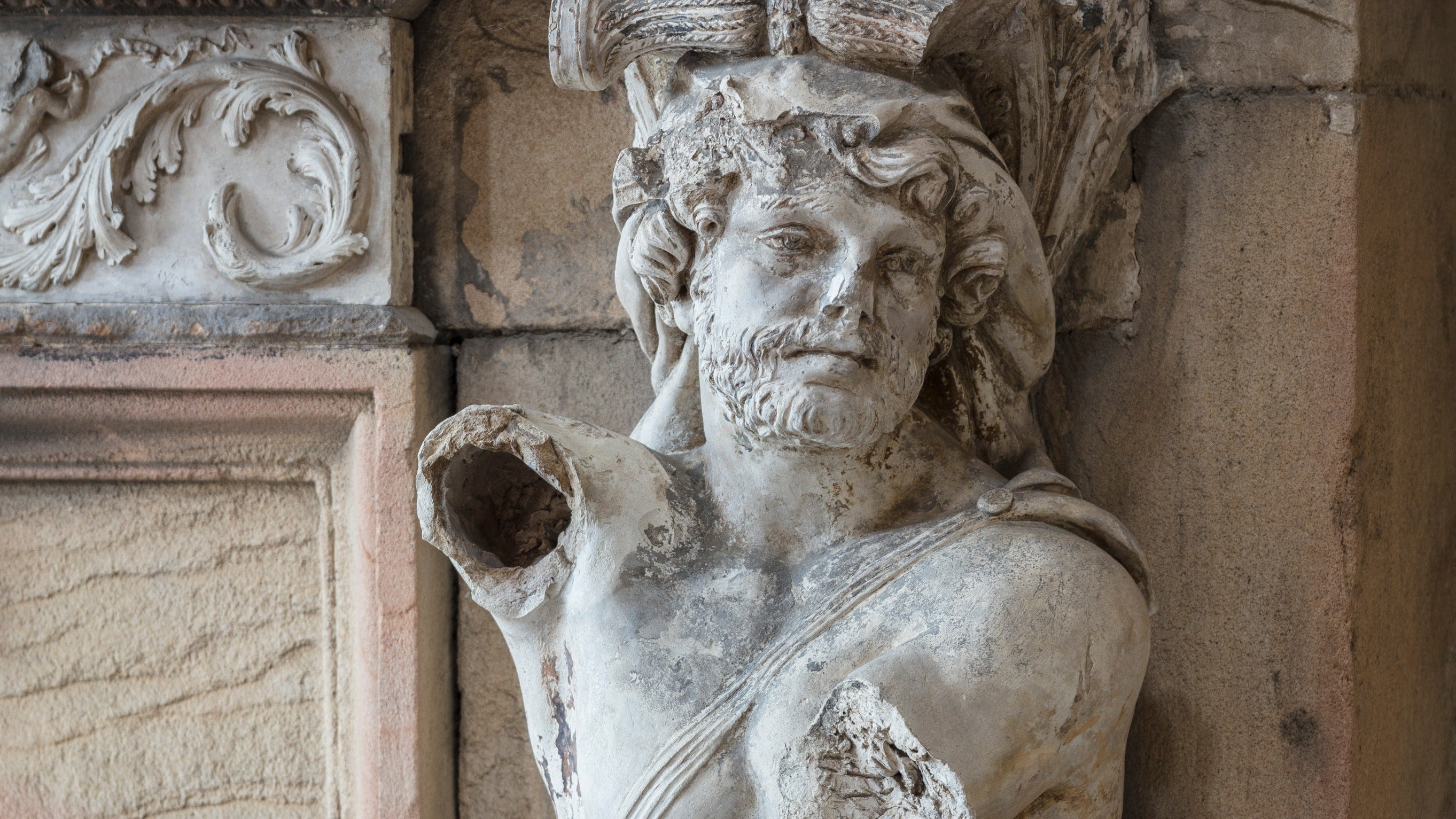 Detail of the fireplace in the Great Hall at Seaton Delaval Hall, Northumberland
