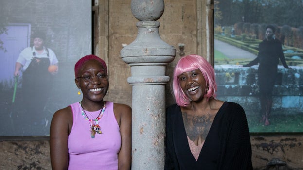 Dami Fawehinmi and Chantal Herbert NE Emerging Artist Award winners Seaton Delaval Hall Northumberland