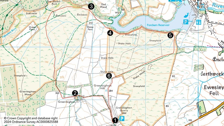 Greenleighton Moor Walk at Wallington - trail map