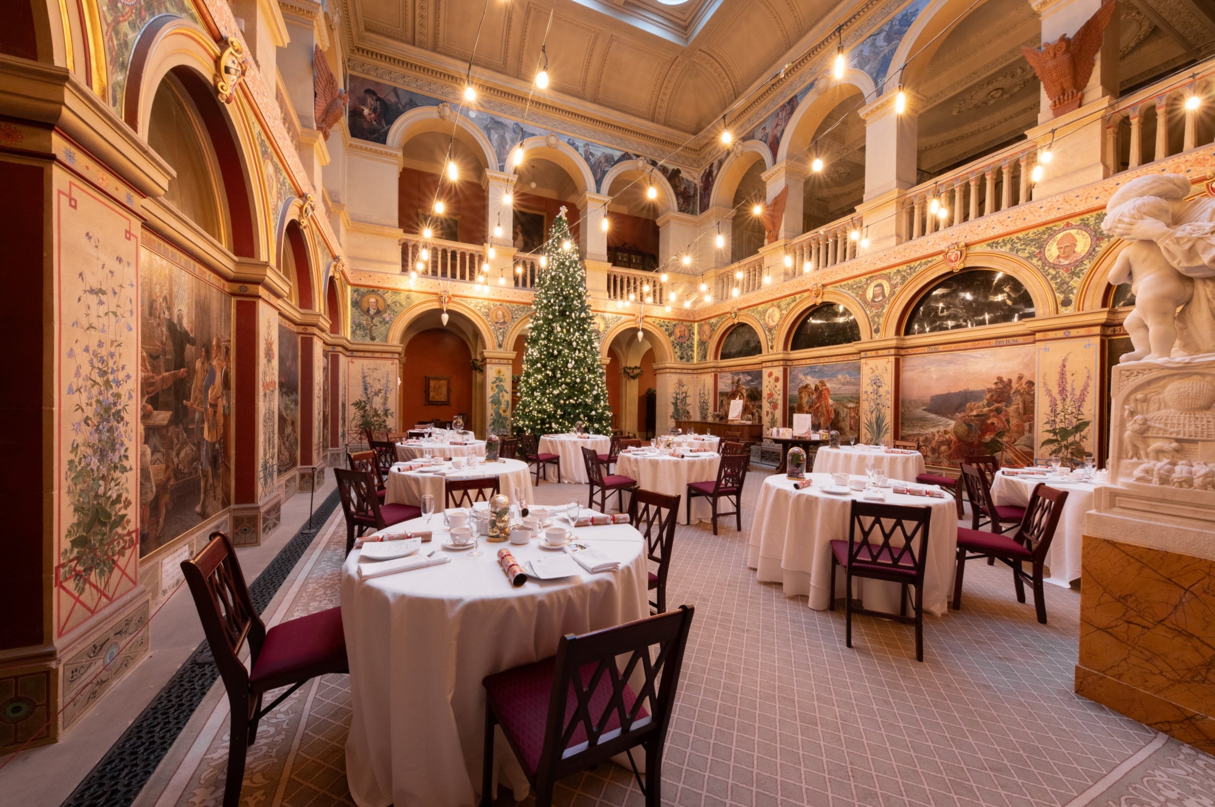 Central Hall at Wallington dressed for Festive Afternoon Tea