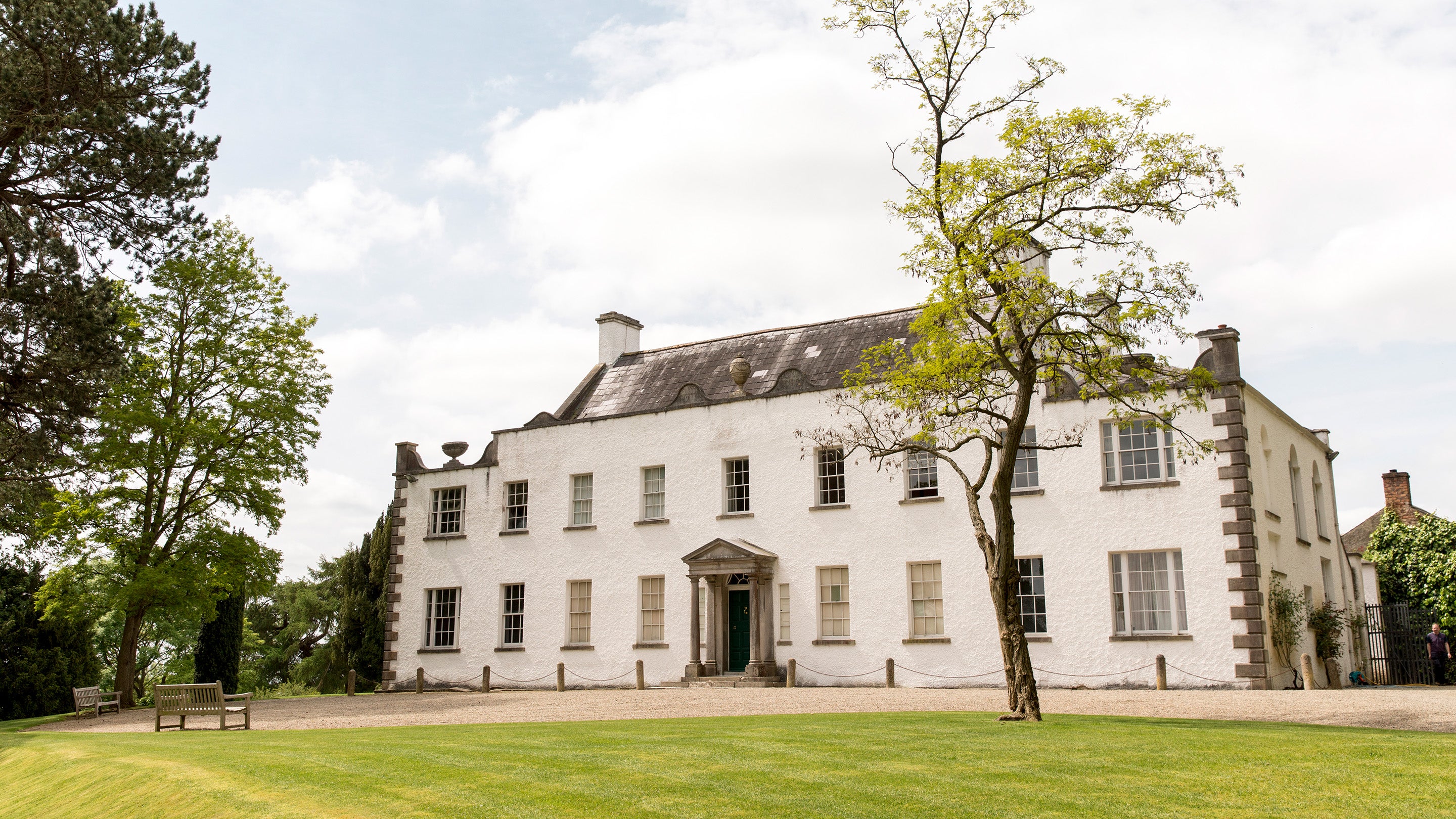 The exterior of the seventeenth-century modest, gabled farmhouse, Ardress House, County Armagh