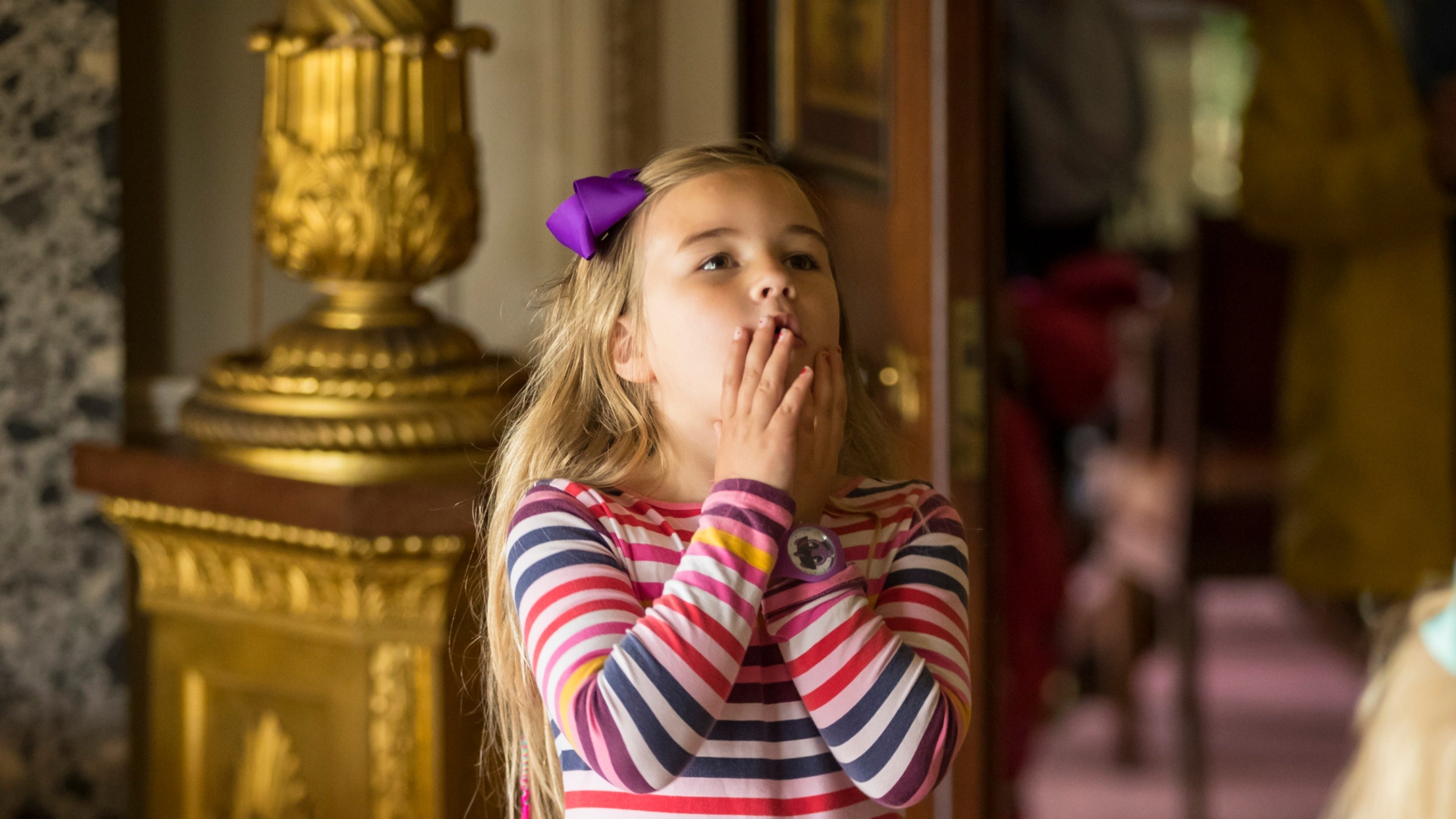 Visitors exploring the house at Castle Coole, County Fermanagh