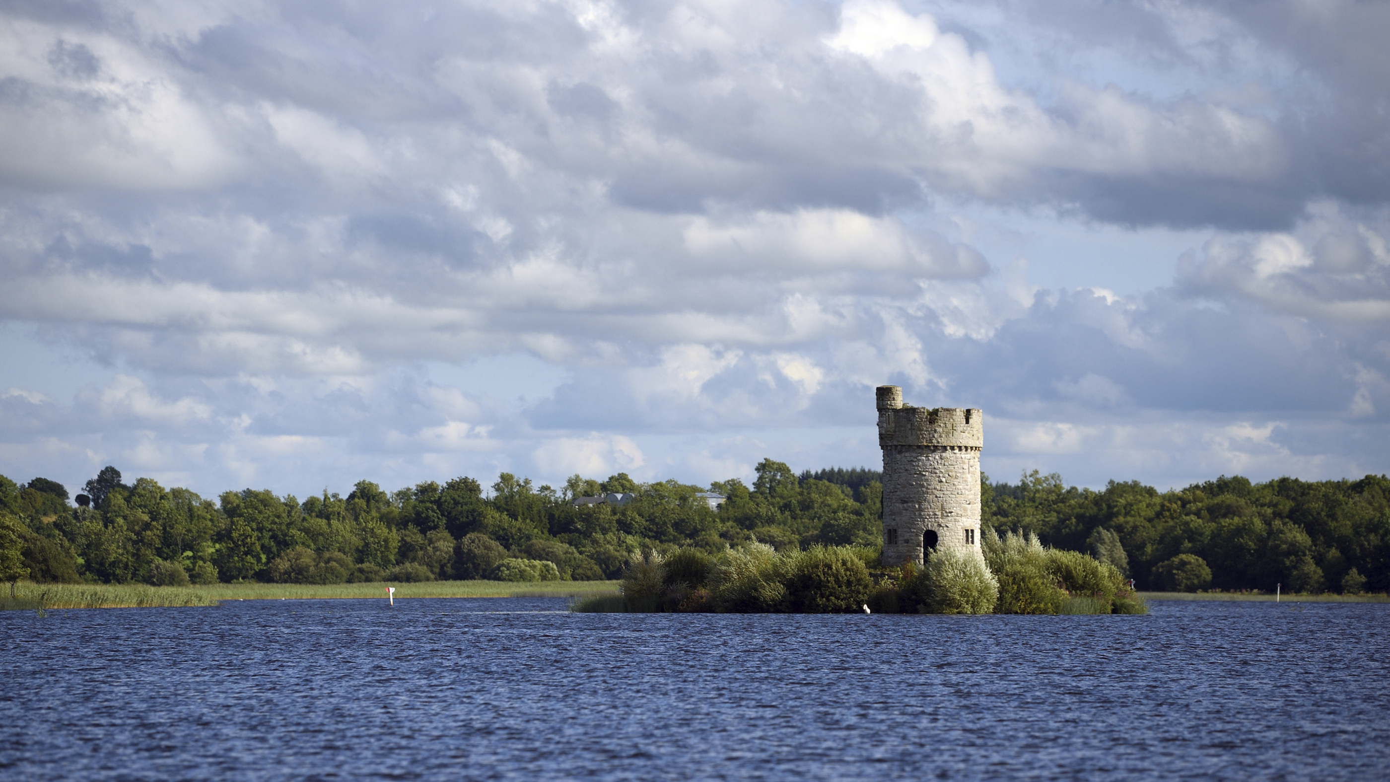 View of Crichton Tower on Gad Island at Crom, County Fermanagh, Northern Ireland.