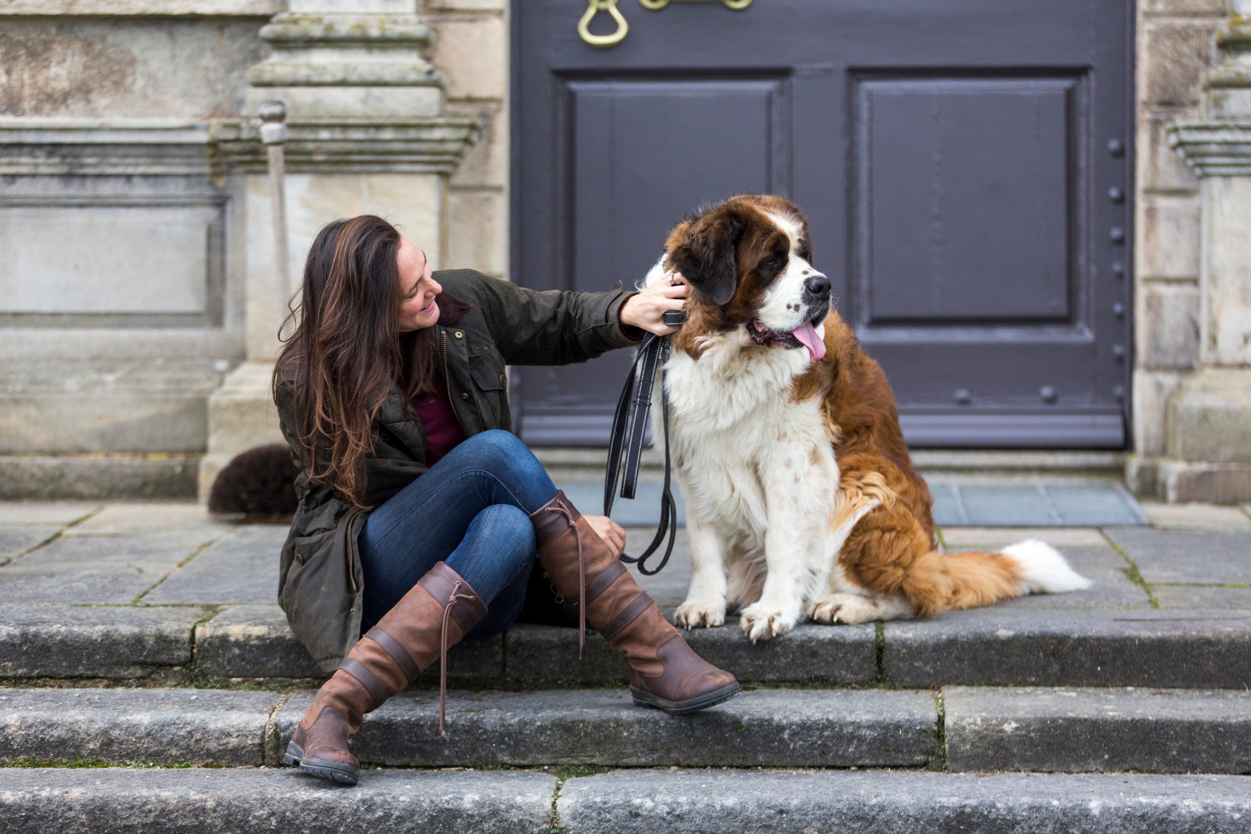 Visitor and Dog on Florence Court House Step
