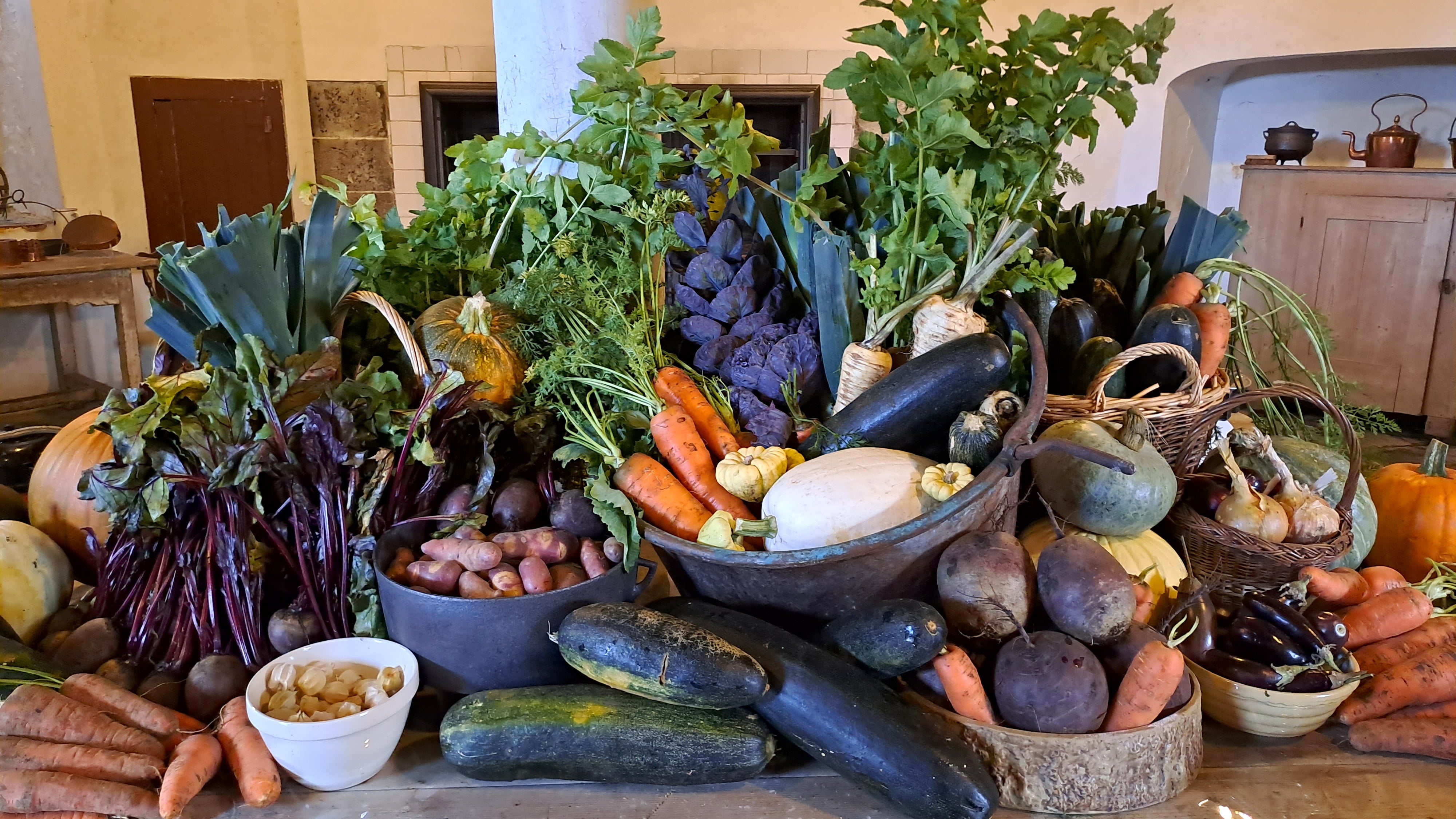 A colourful display of vegetables from the Kitchen Garden at Florence Court