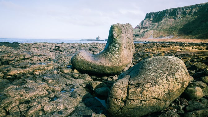 The Giants Boot left behind at the Giants Causeway in County Antrim, Northern Ireland