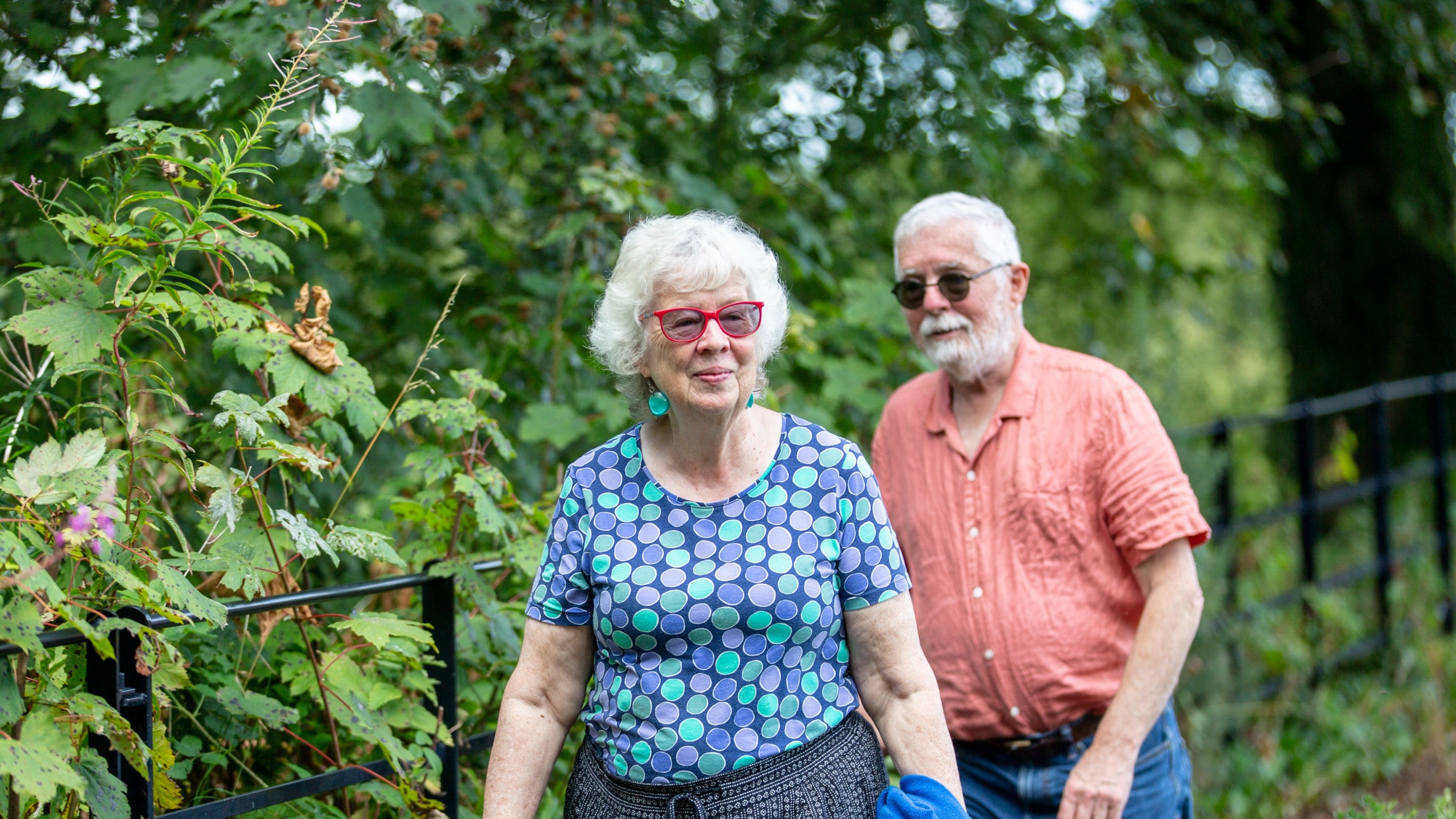 Two visitors walking at Minnowburn, County Down, Northern Ireland